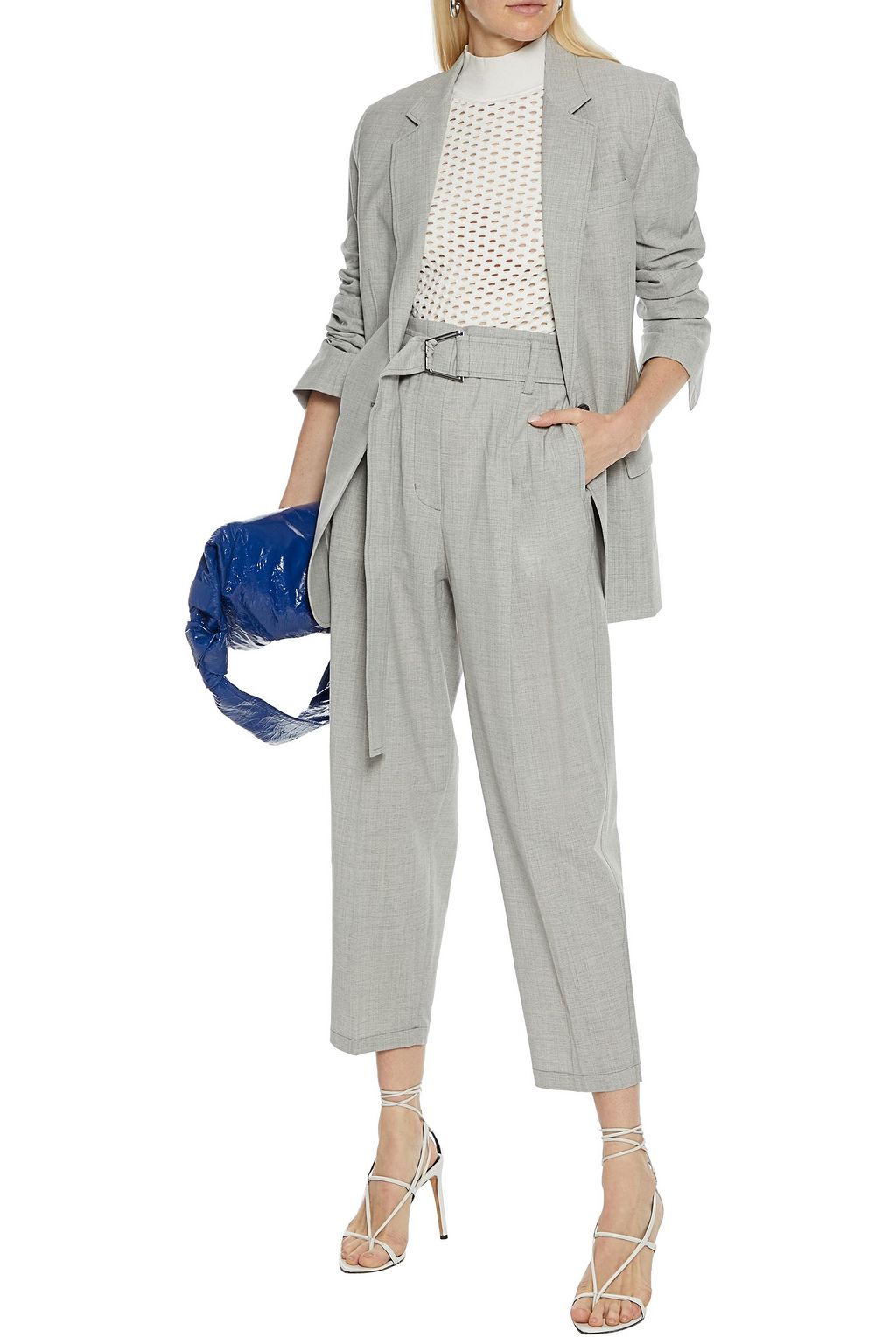 3.1 PHILLIP LIM Cropped belted wool-blend tapered pants