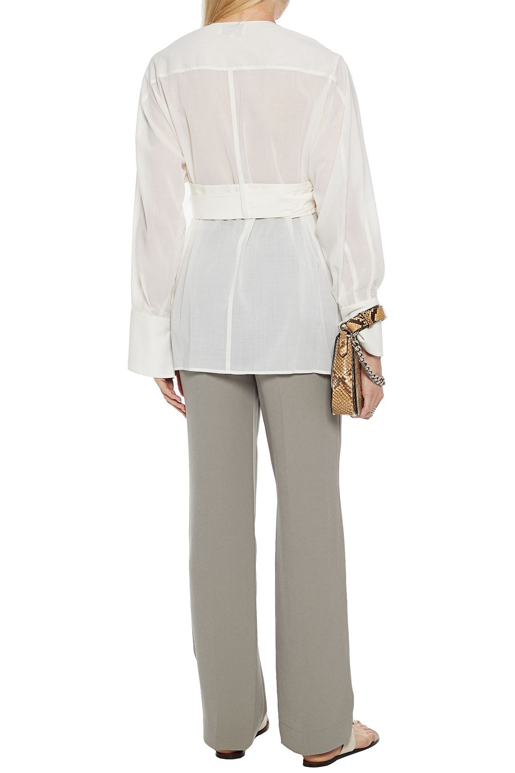3.1 PHILLIP LIM Wrap-effect layered crepe de chine and voile tunic
