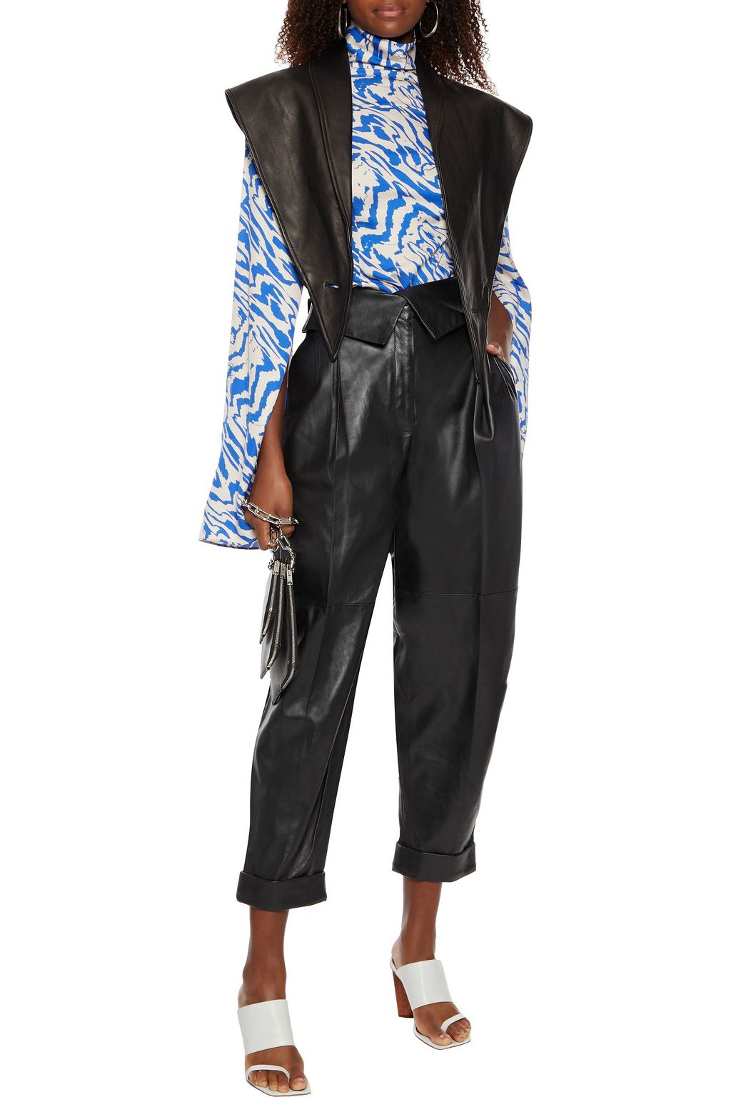 PROENZA SCHOULER Cropped pleated leather tapered pants