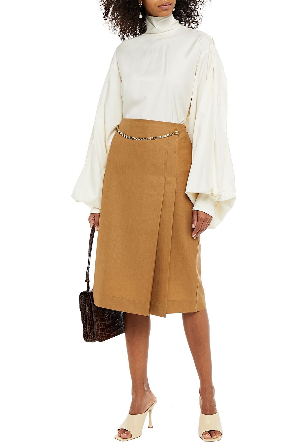 VICTORIA BECKHAM Gathered silk turtleneck top
