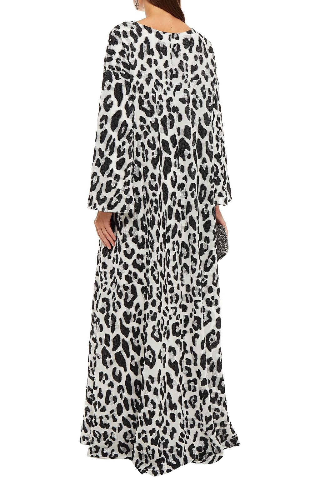 CAROLINA HERRERA Leopard-print metallic fil coupé silk-blend kaftan