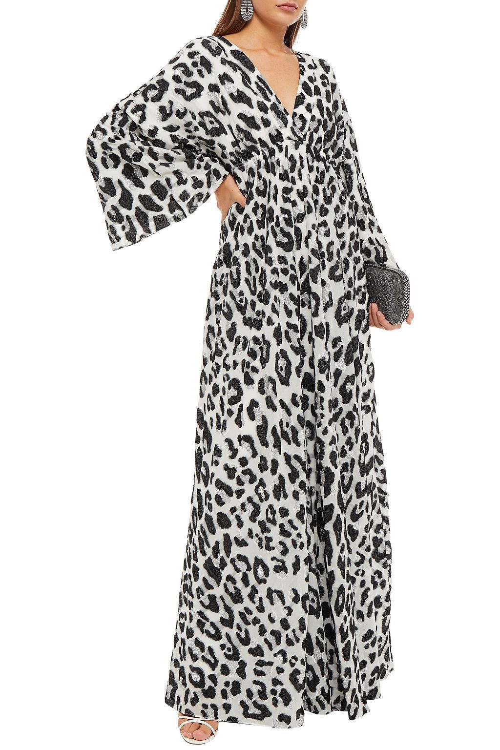 CAROLINA HERRERA Leopard-print metallic fil coupé silk-blend kaftan