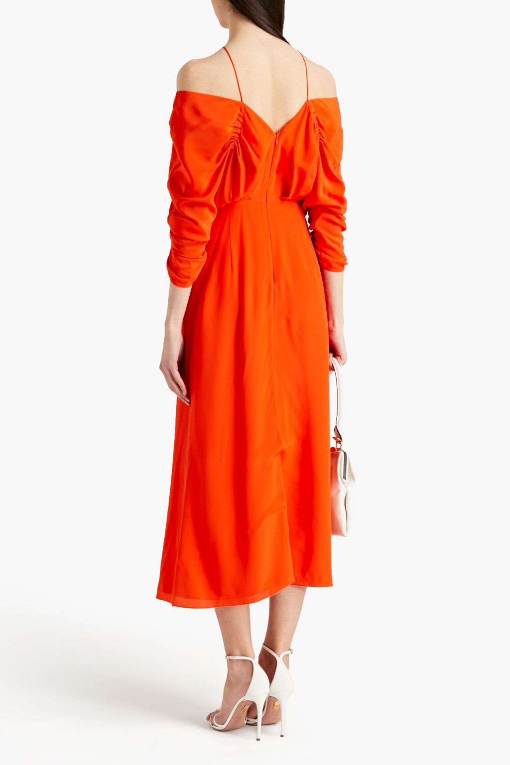 VICTORIA BECKHAM Ruched silk crepe de chine midi dress