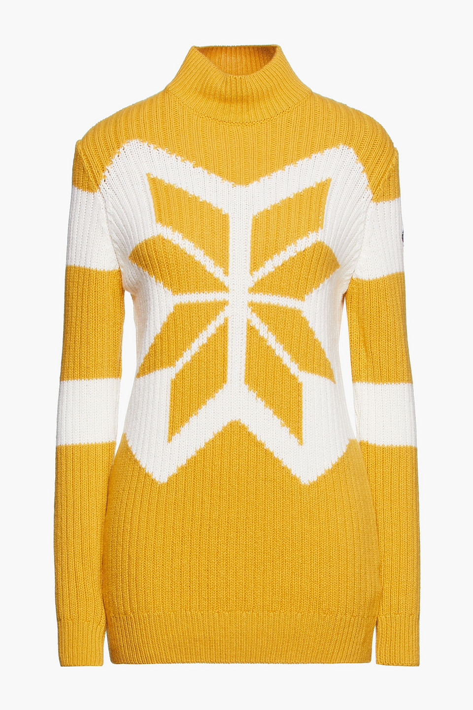 fusalp - justine ribbed merino wool and cashmere-blend turtleneck sweater - yellow - xs