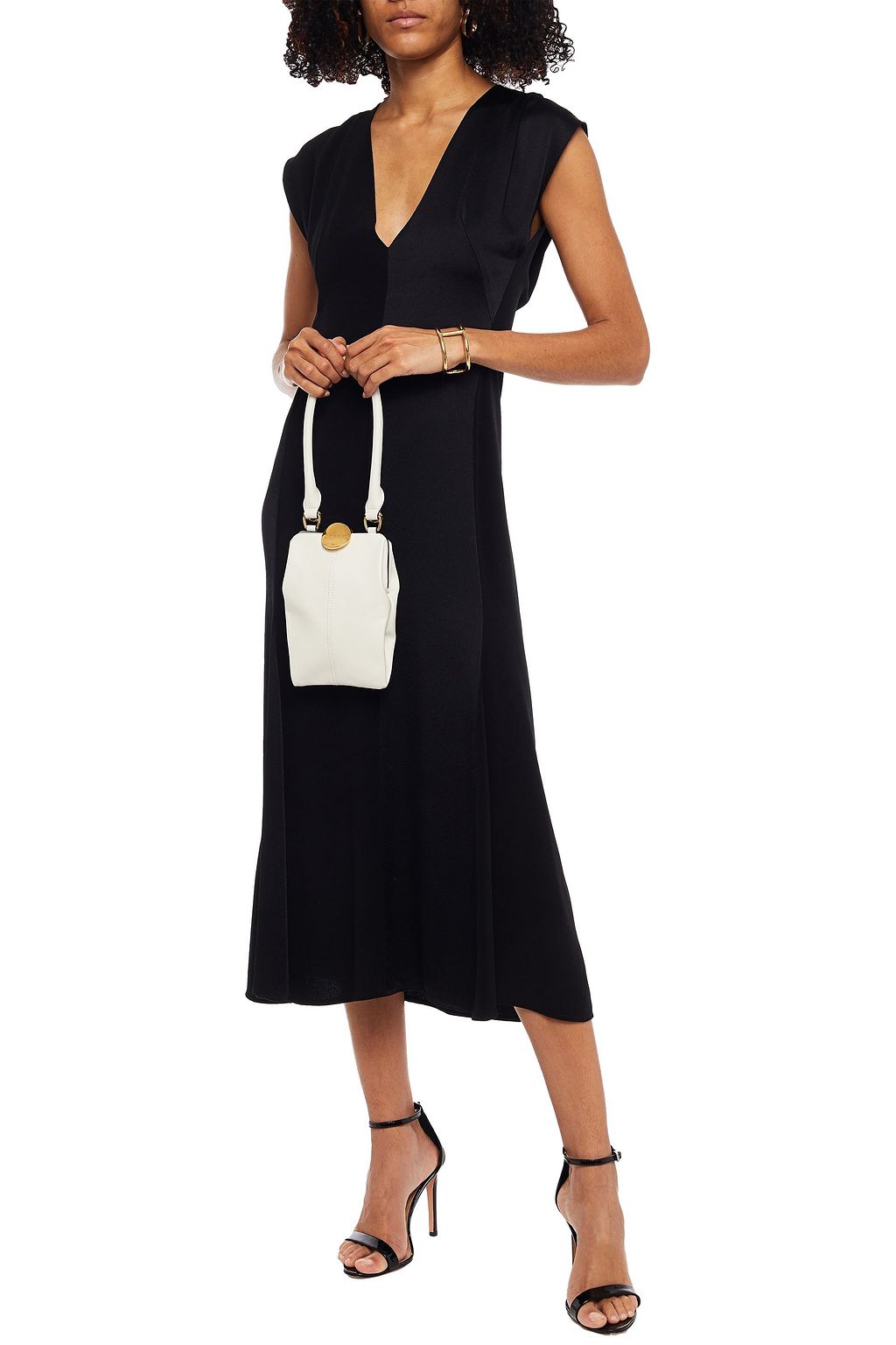 VICTORIA BECKHAM サテンクレープ ミディワンピース