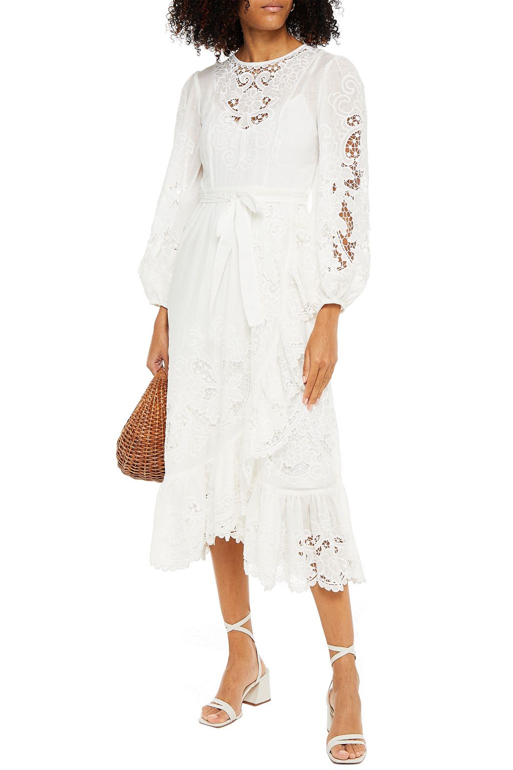 ZIMMERMANN Lulu wrap-effect broderie anglaise cotton midi dress