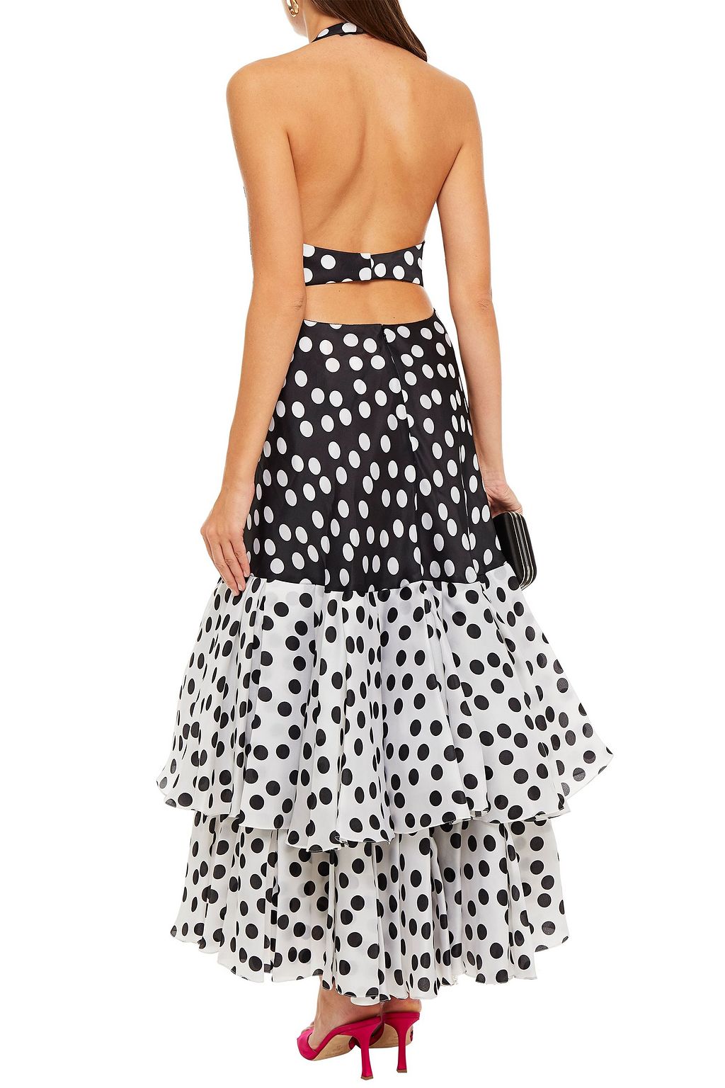 CAROLINA HERRERA Tiered polka-dot silk-organza halterneck maxi dress
