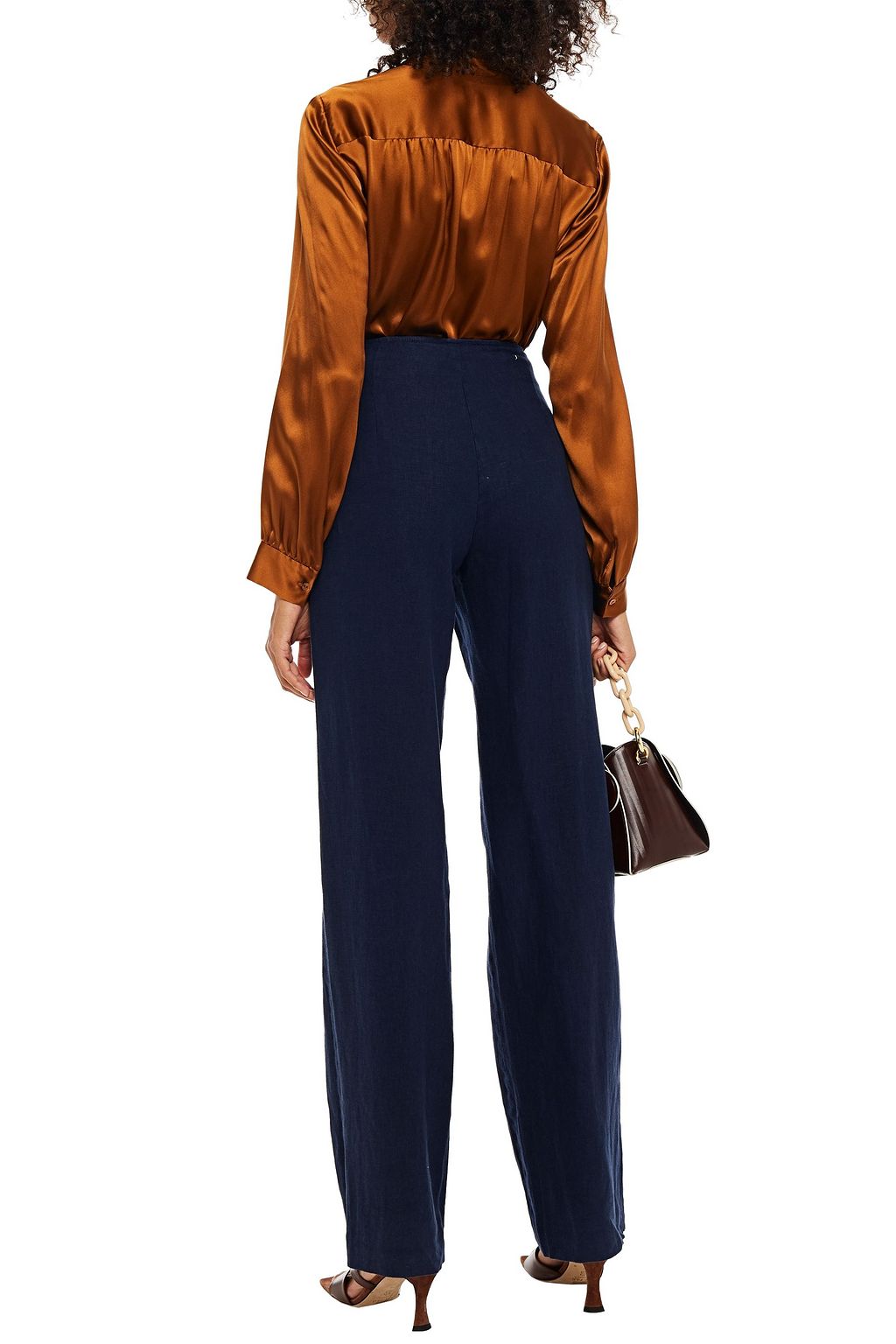 L'AGENCE Button-detailed linen straight-leg pants