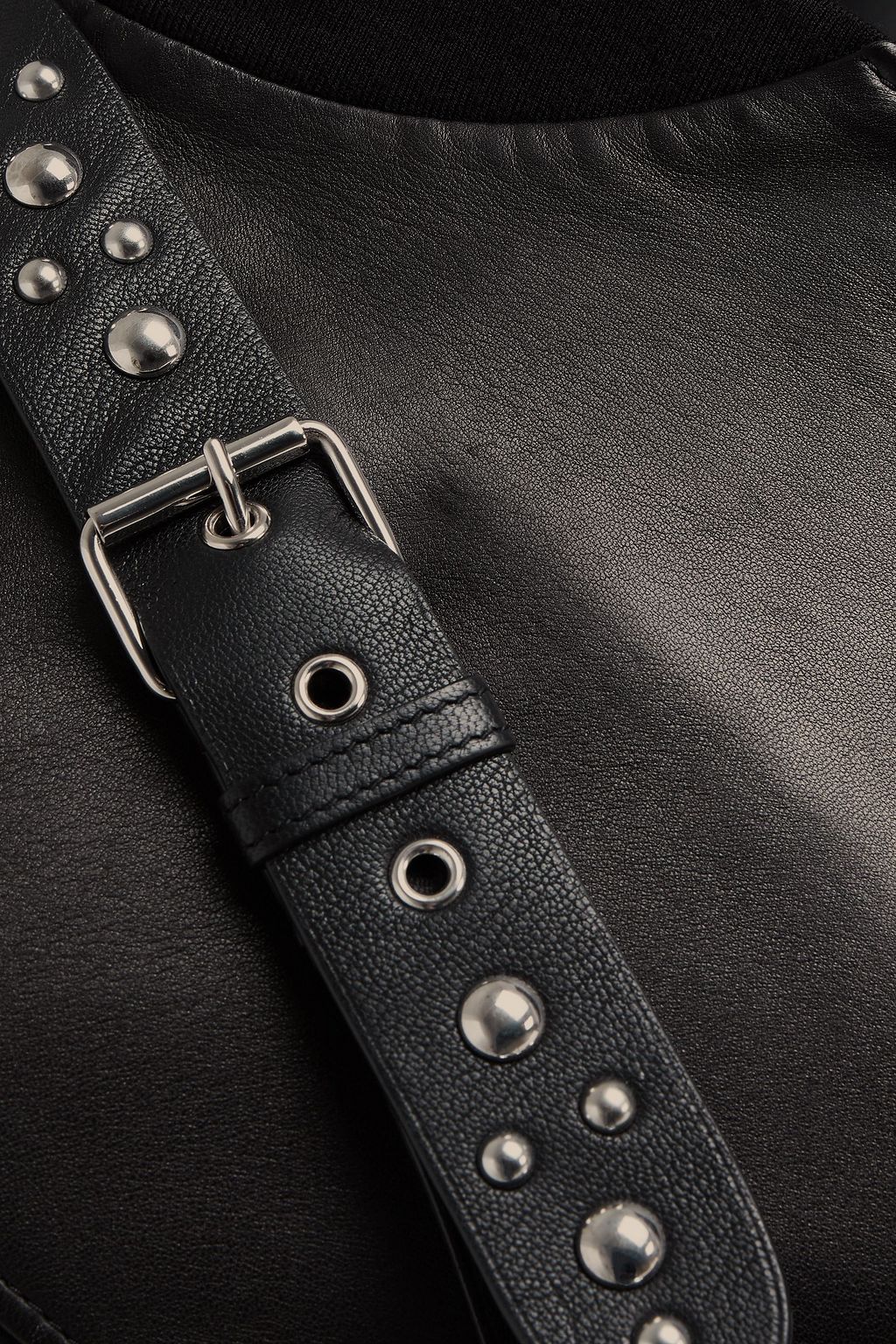 MCQUEEN Slim-fit studded leather bomber jacket
