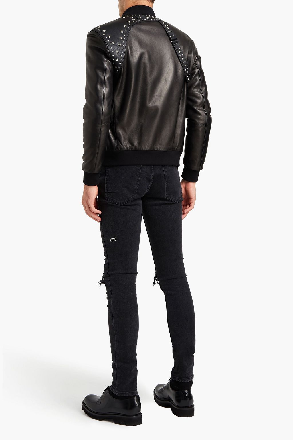 MCQUEEN Slim-fit studded leather bomber jacket
