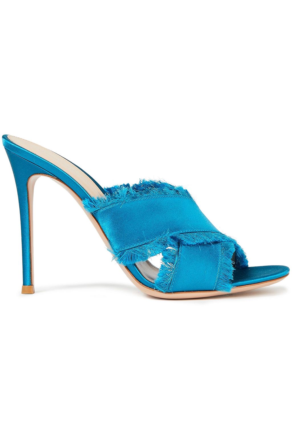 Azure Frayed satin mules | Sale up to 70% off | THE OUTNET | GIANVITO ROSSI  | THE OUTNET