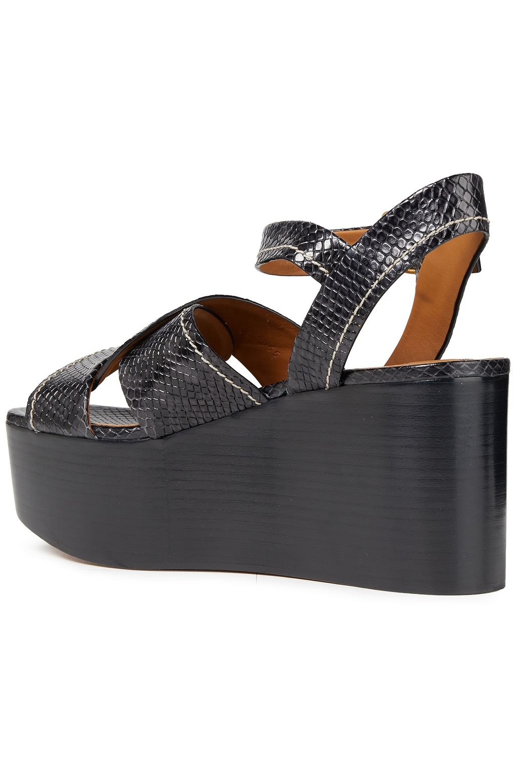 CHLOÉ Snake-effect leather wedge sandals