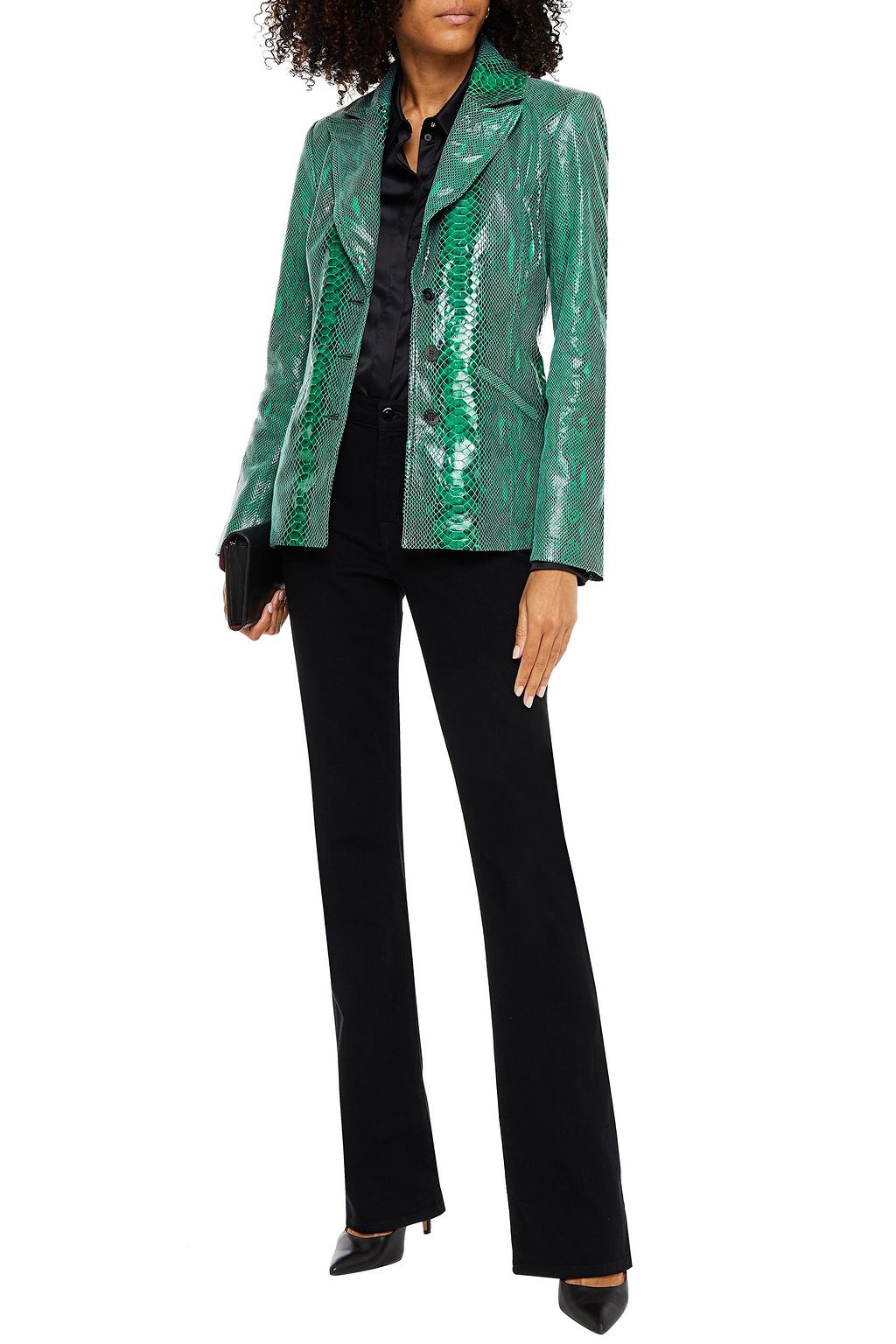 J BRAND Snake-effect leather blazer
