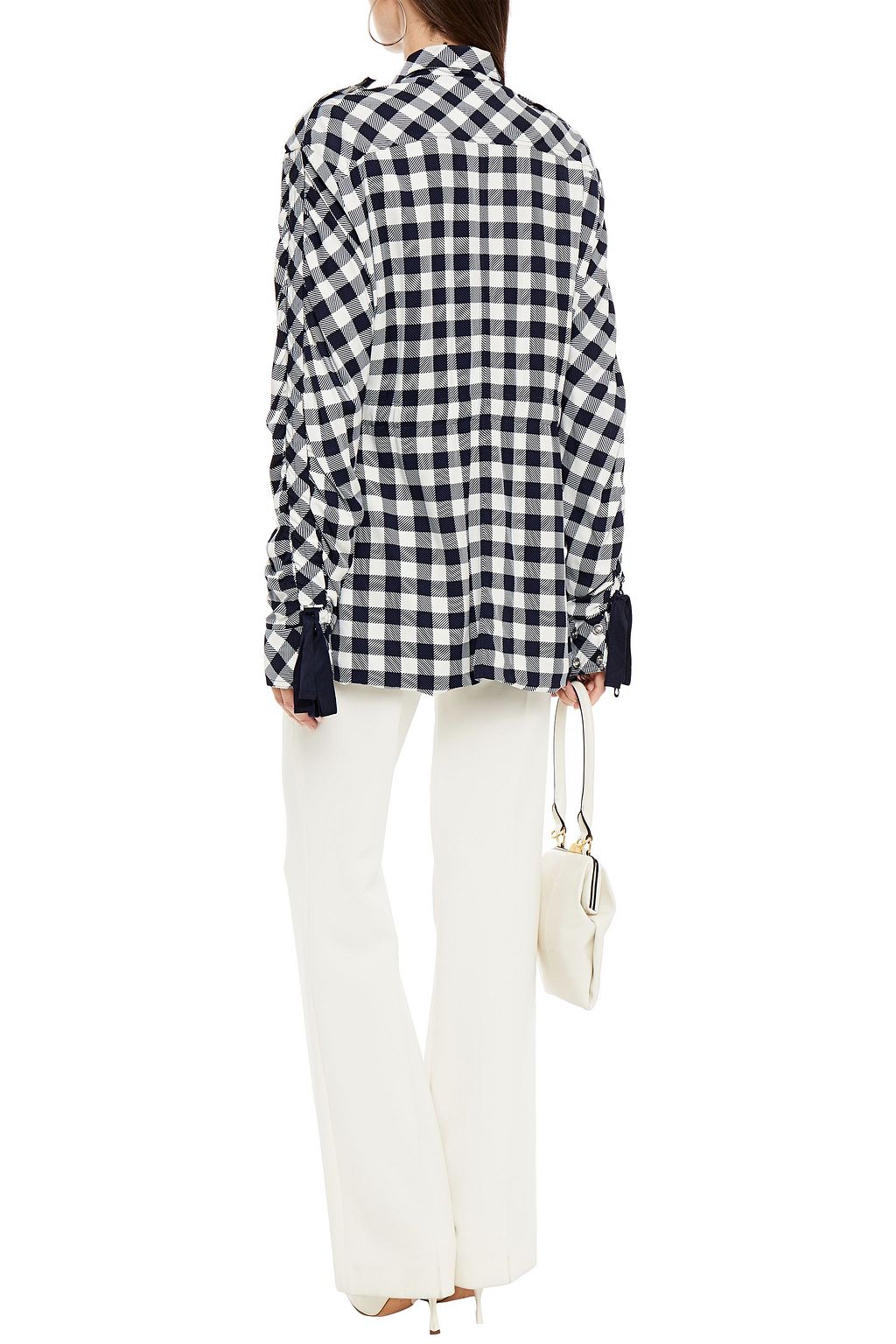 SIMKHAI Ruched checked twill jacket