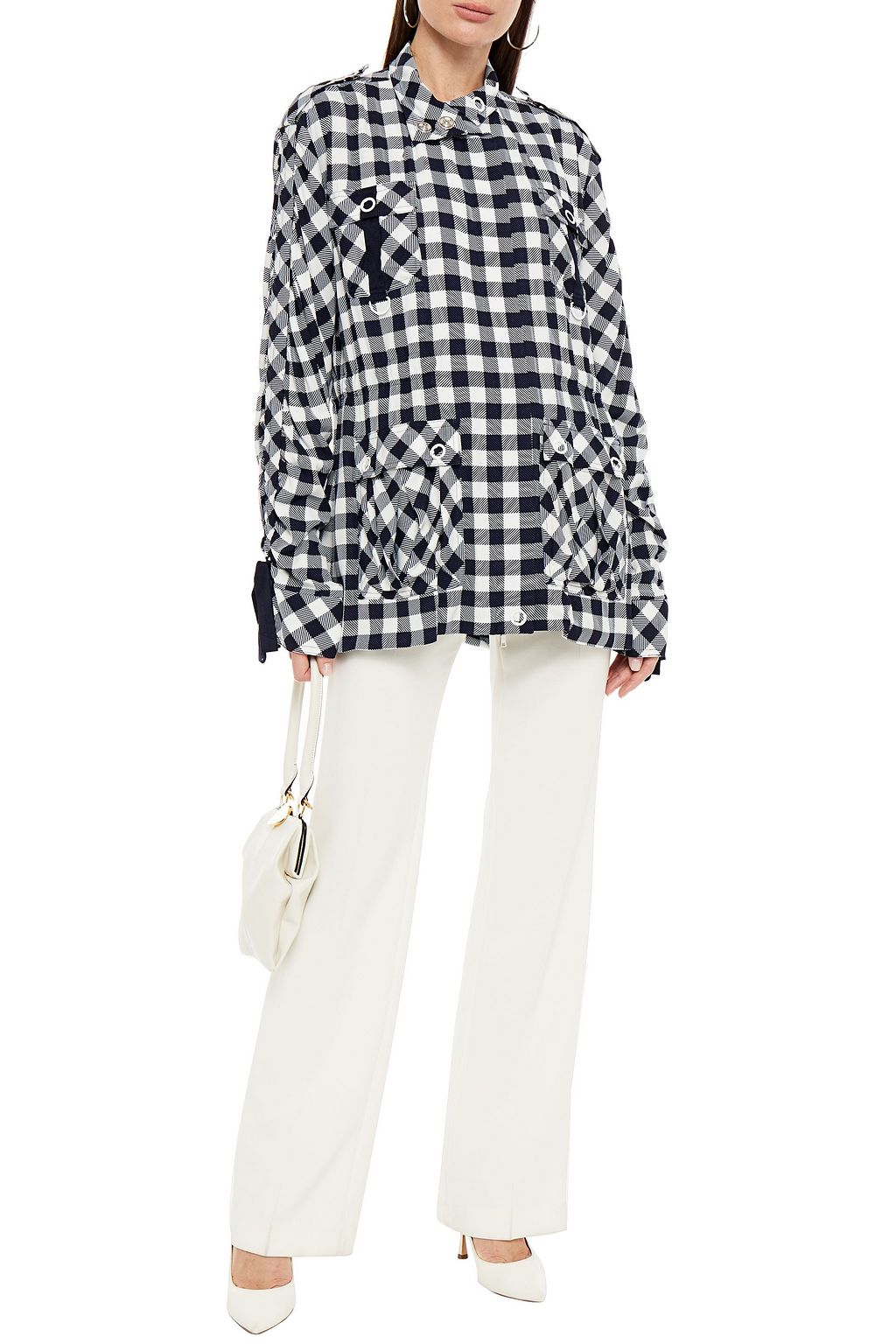 SIMKHAI Ruched checked twill jacket