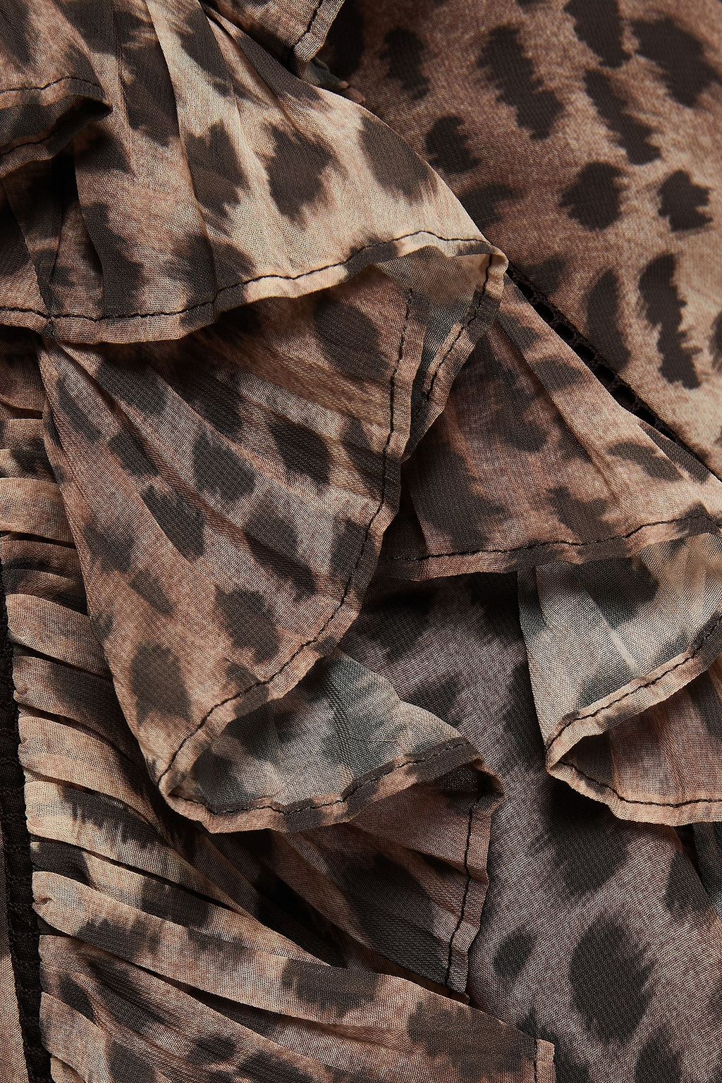 SIMKHAI Ruffle-trimmed leopard-print georgette mini dress