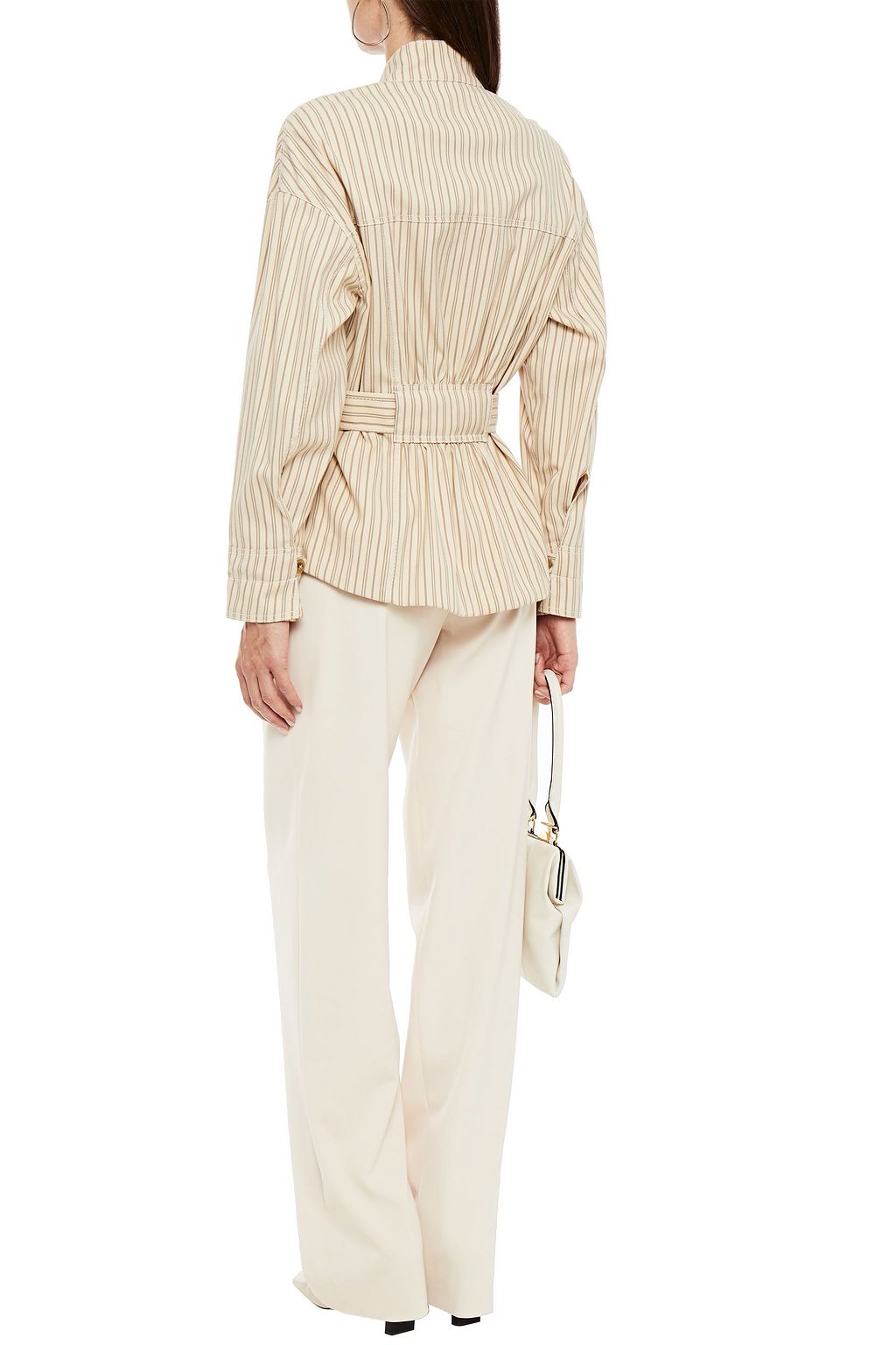 SIMKHAI Gathered belted striped twill jacket