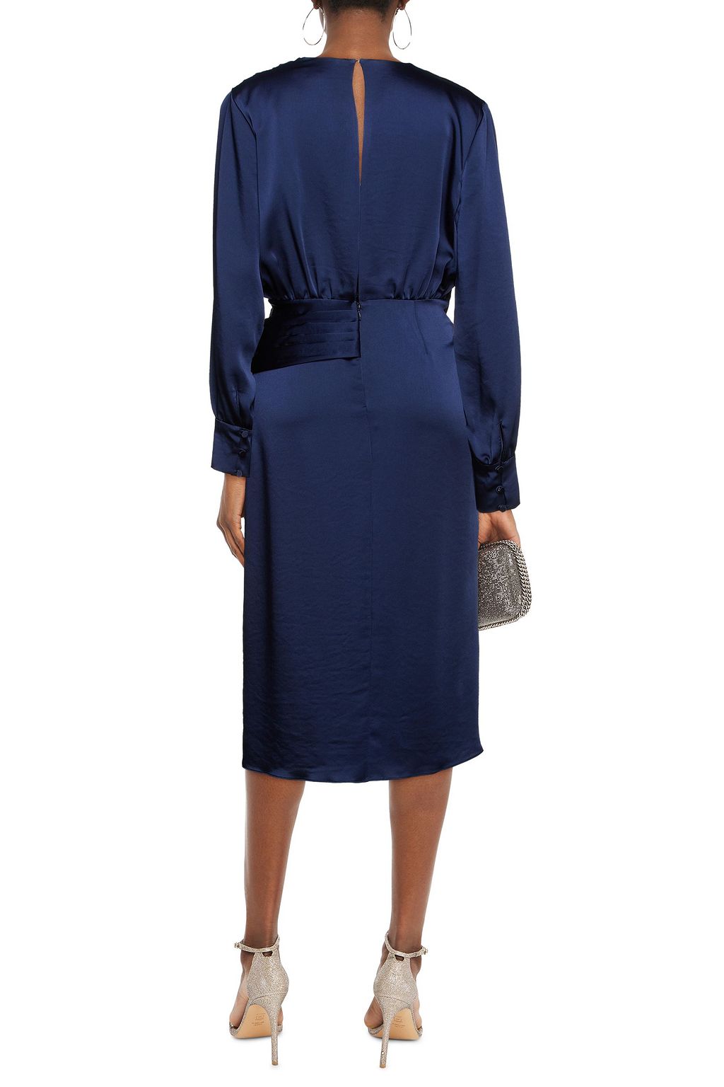 SIMKHAI Wrap-effect pleated satin midi dress