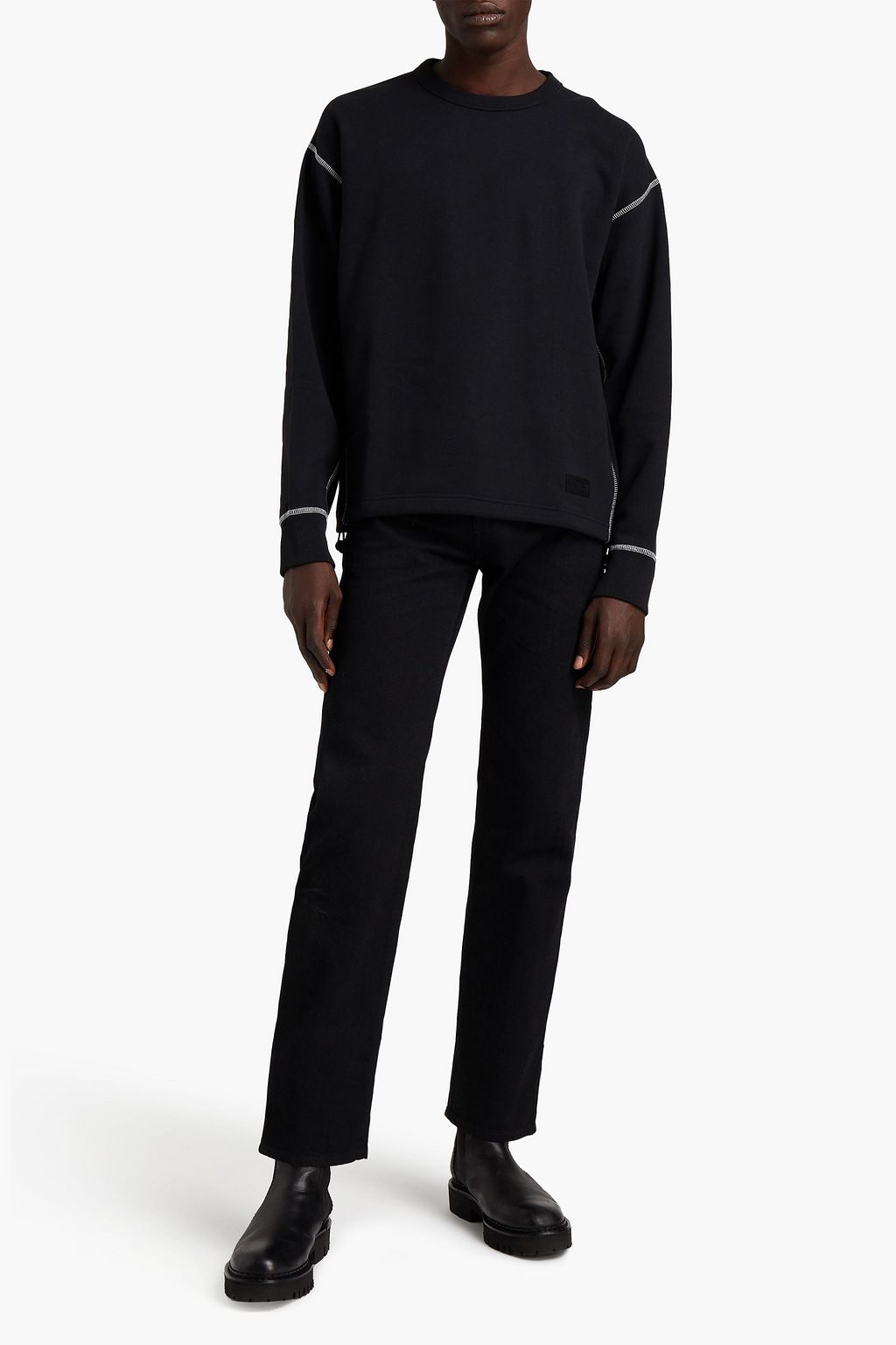RAG & BONE Topstitched cotton-blend fleece sweatshirt