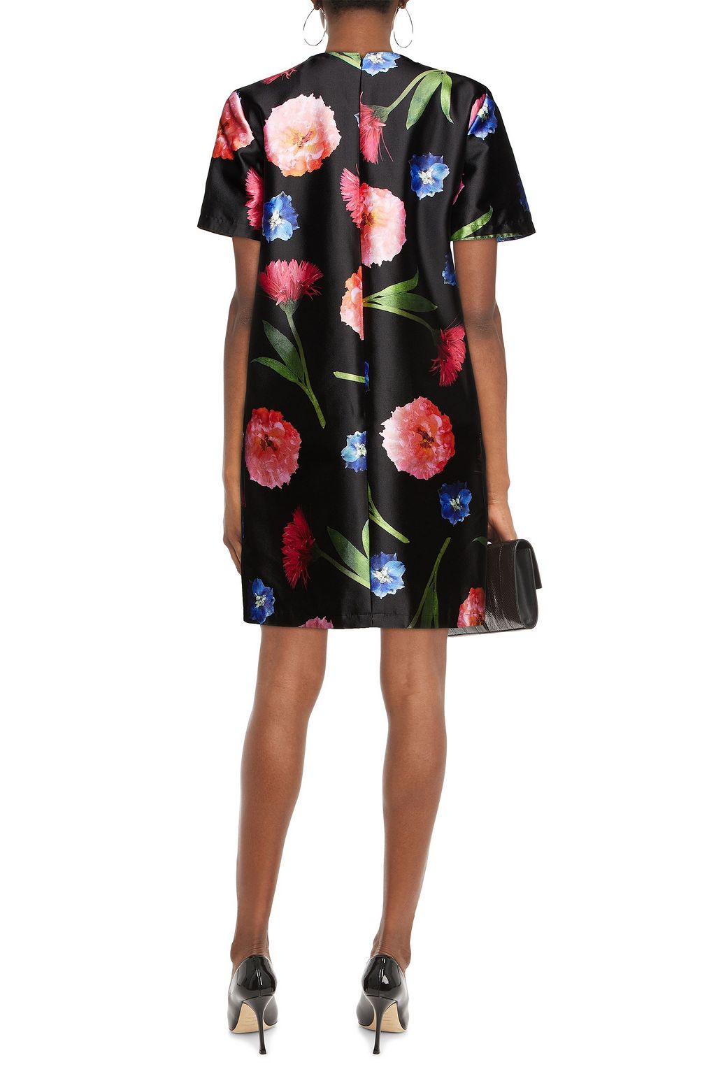 CAROLINA HERRERA Floral-print silk and cotton-blend faille mini dress
