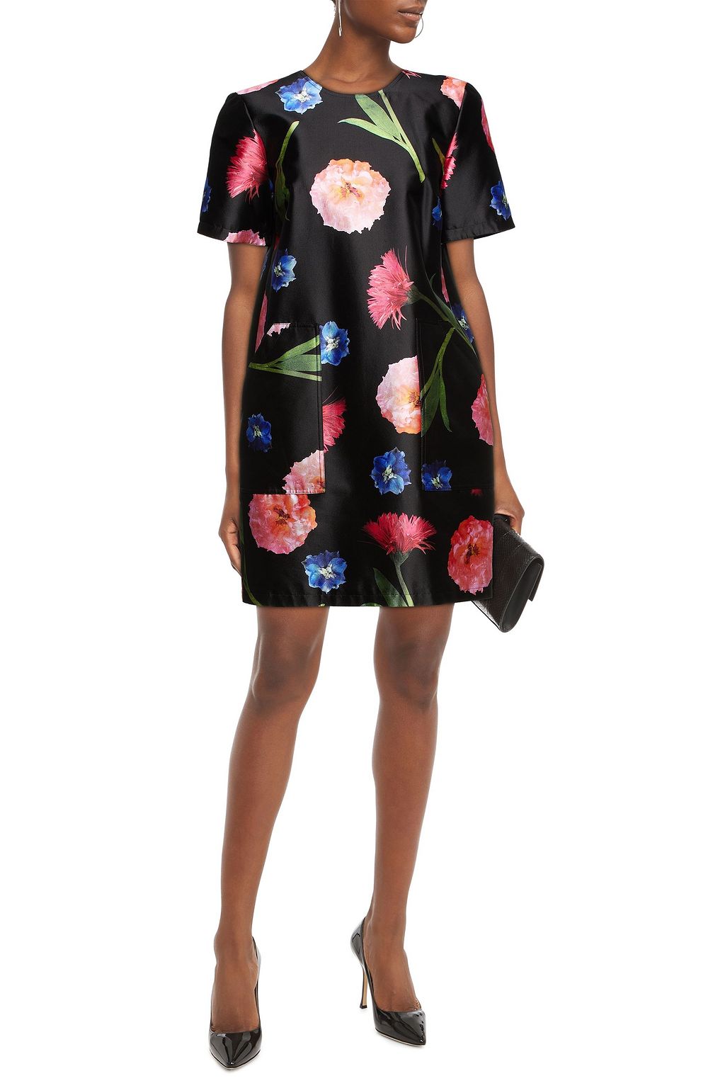 CAROLINA HERRERA Floral-print silk and cotton-blend faille mini dress