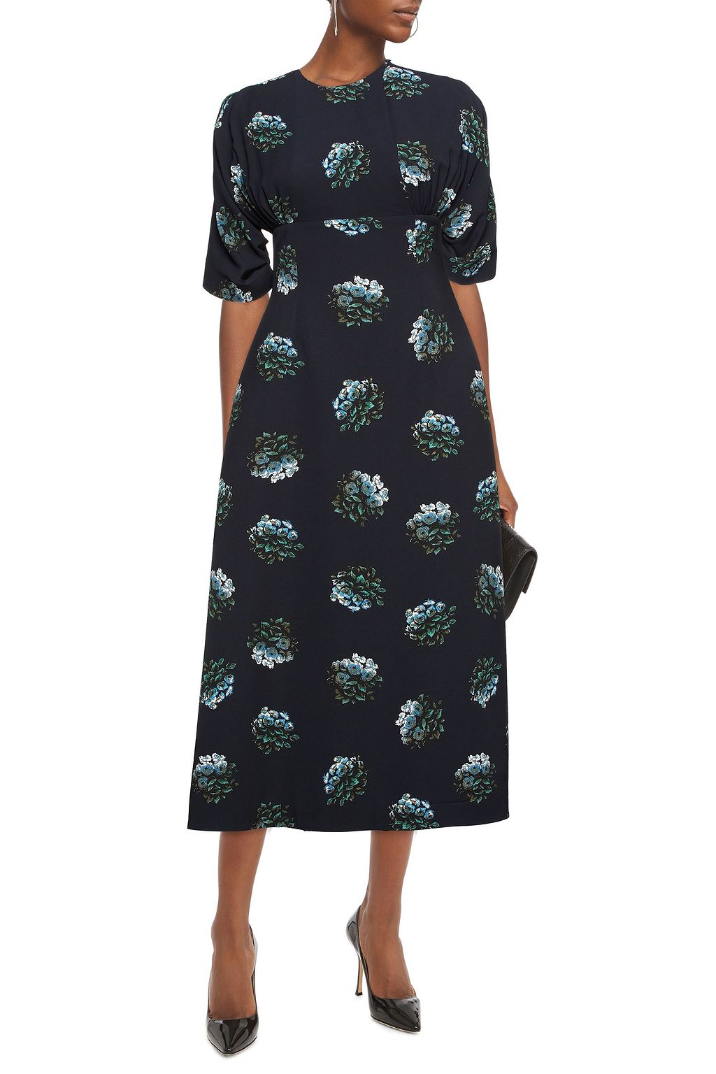 EMILIA WICKSTEAD Olga gathered floral-print crepe midi dress