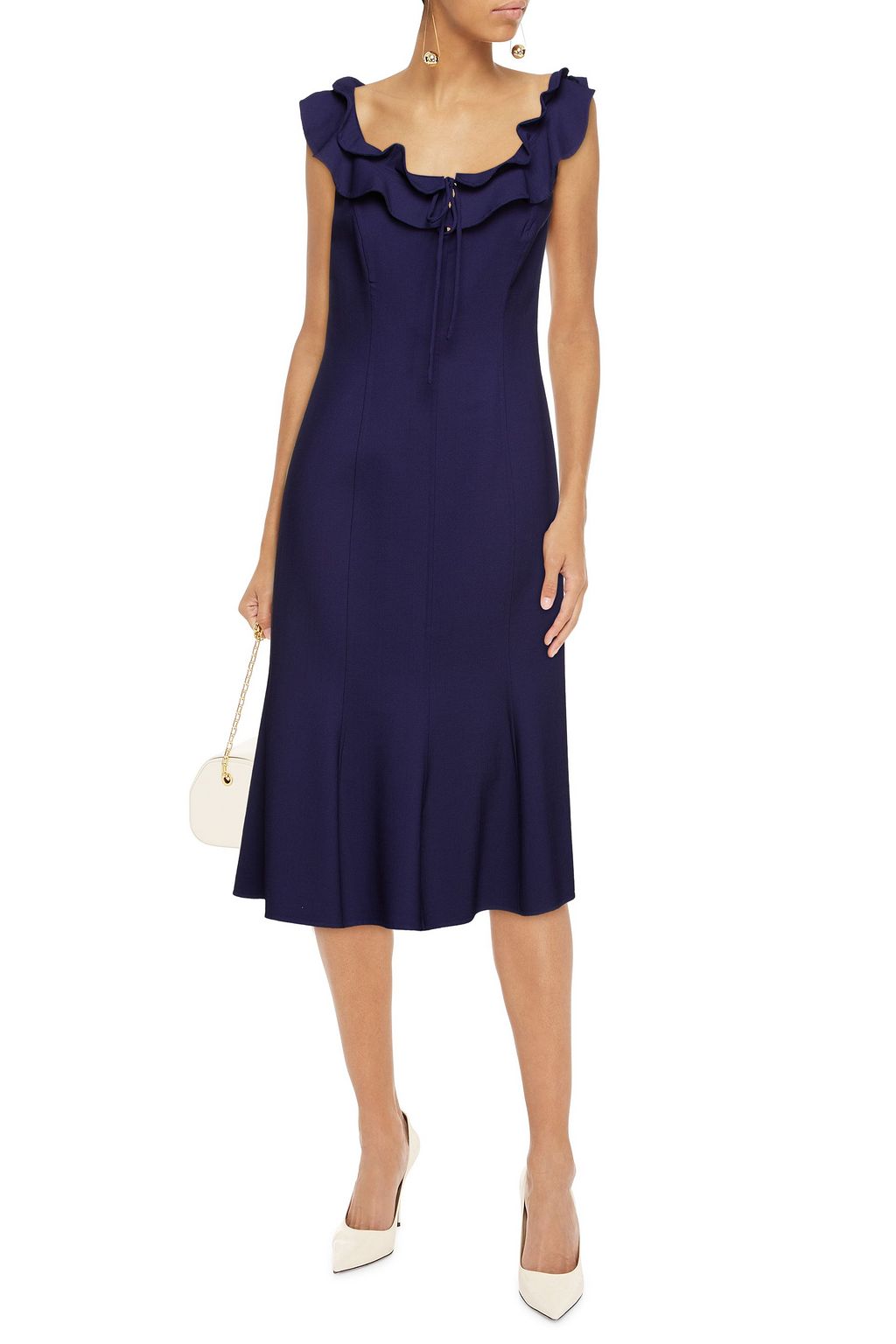 CAROLINA HERRERA Ruffled wool-blend midi dress