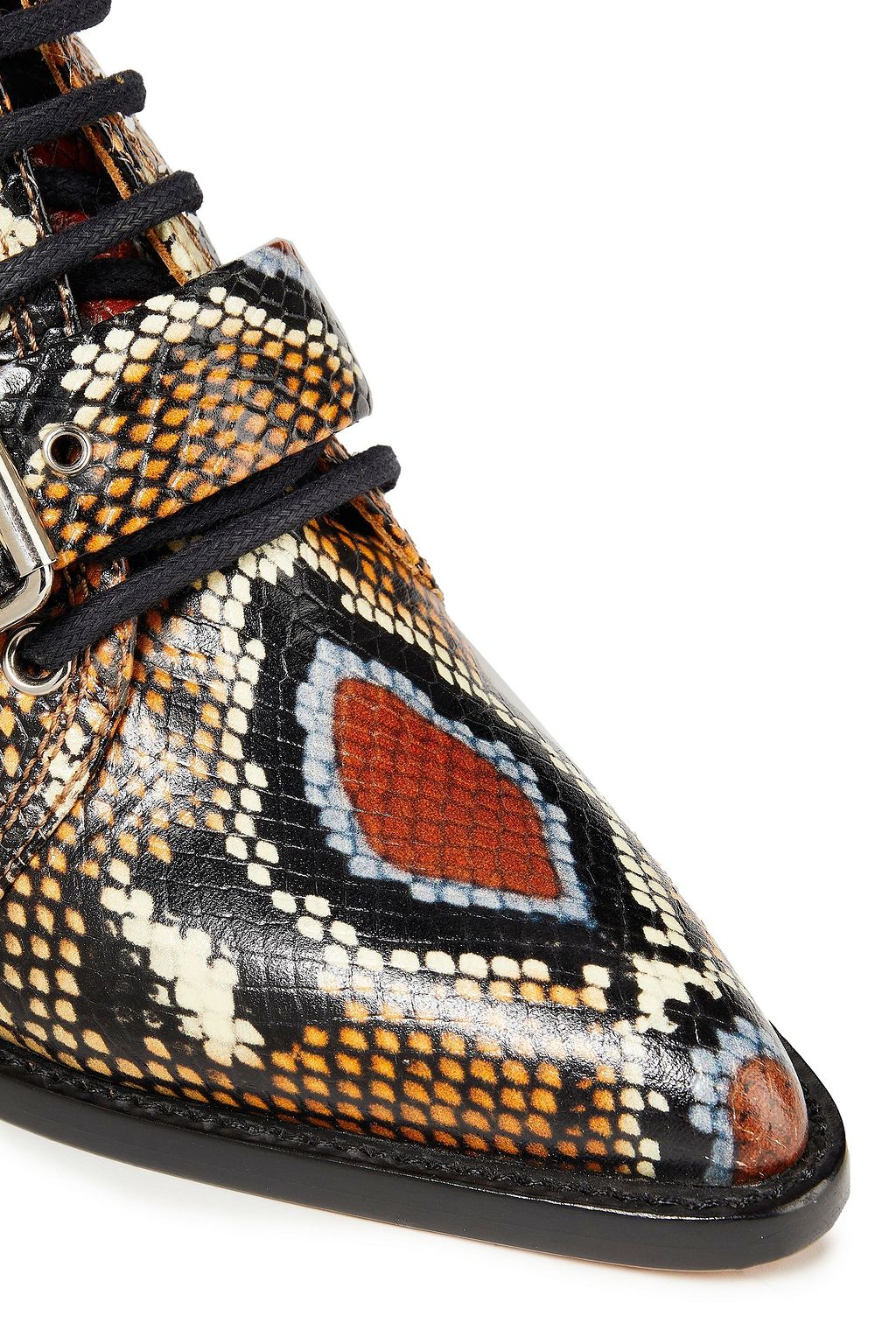 CHLOÉ Rylee cutout snake-effect leather ankle boots