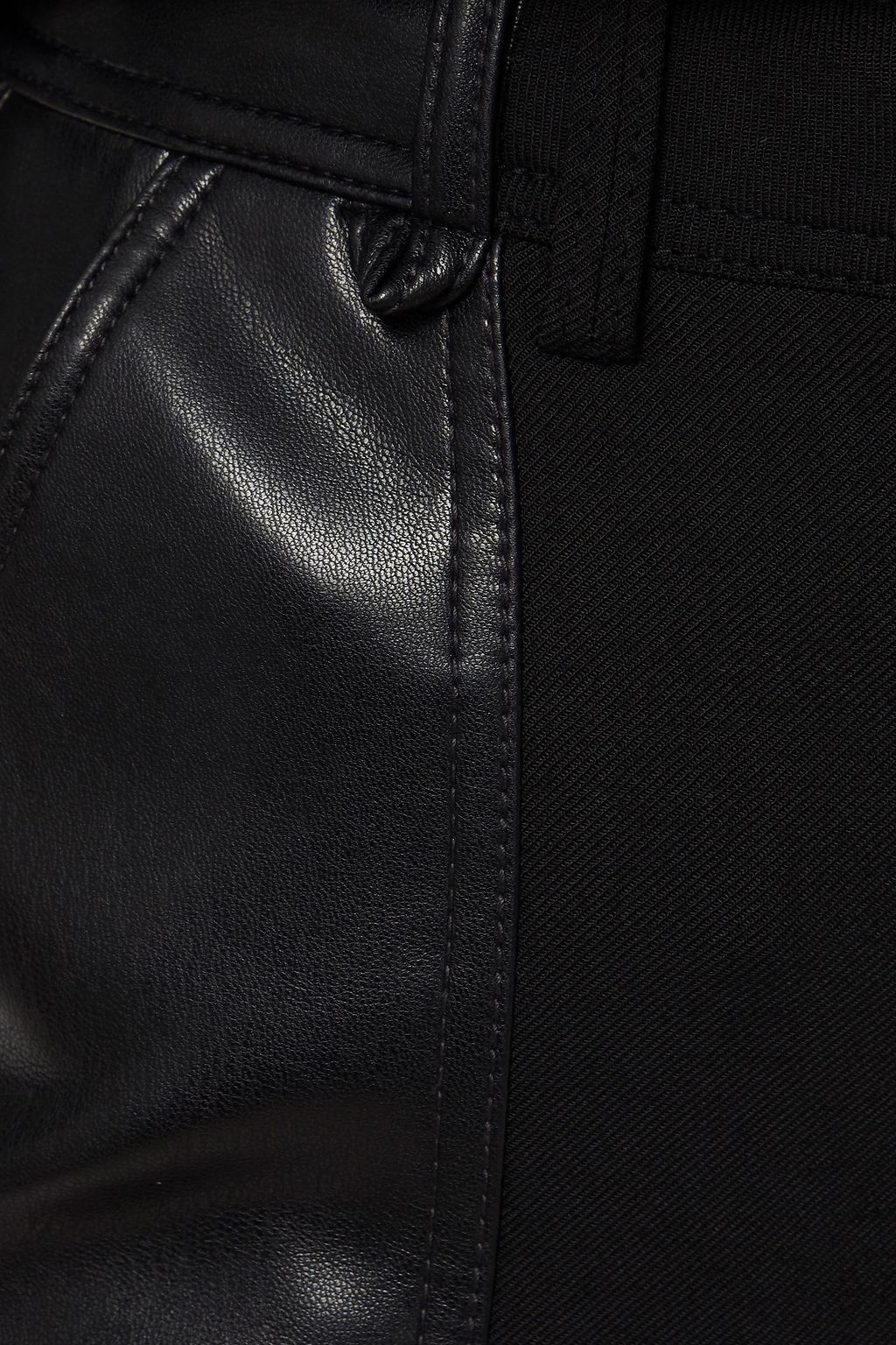 SIMKHAI Twill-paneled faux stretch-leather straight-leg pants