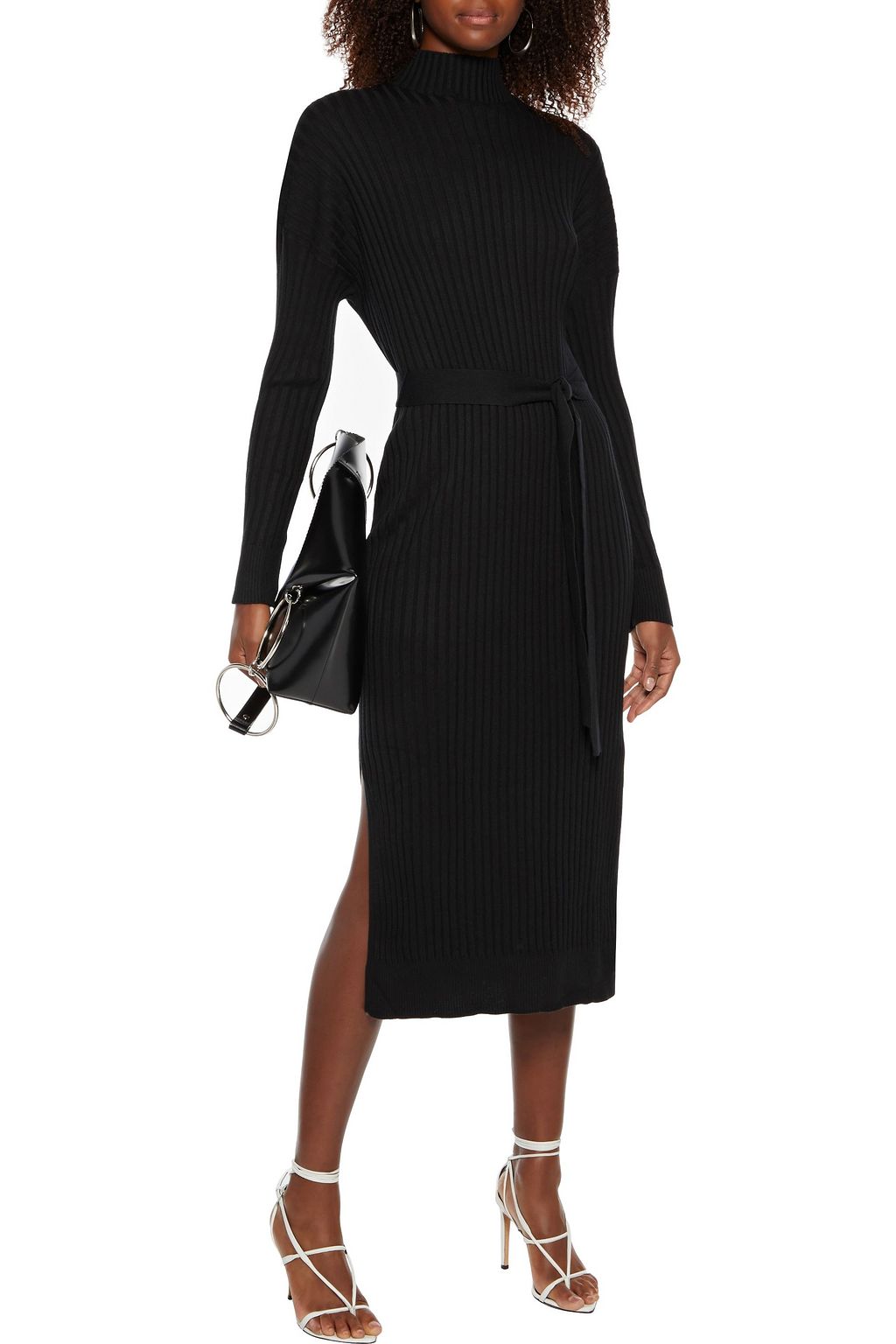 PROENZA SCHOULER Belted ribbed silk-blend midi dress