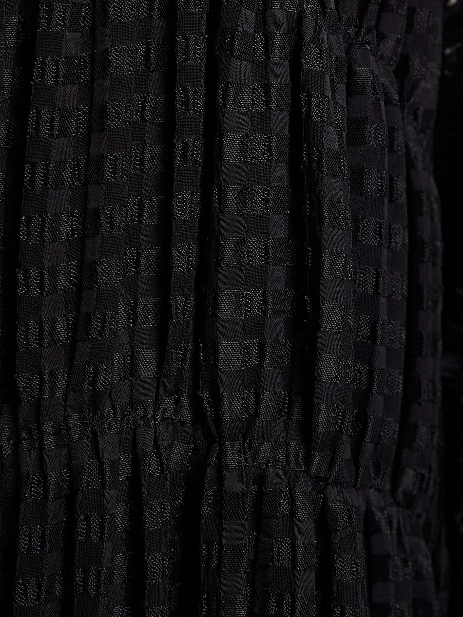 shirred checked jacquard midi dress