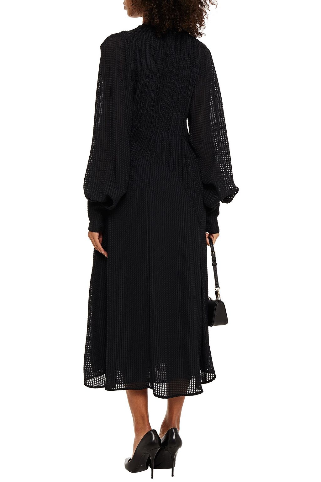 VICTORIA BECKHAM Shirred checked jacquard midi dress
