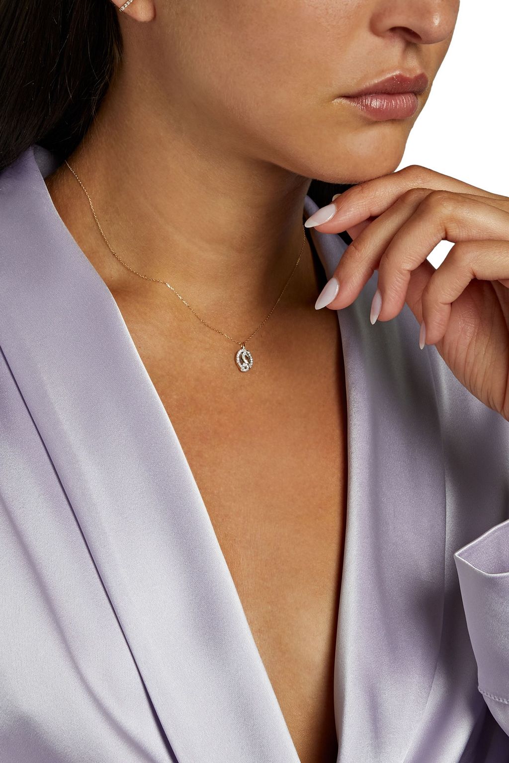 ADINA REYTER 14-karat gold and sterling silver diamond necklace