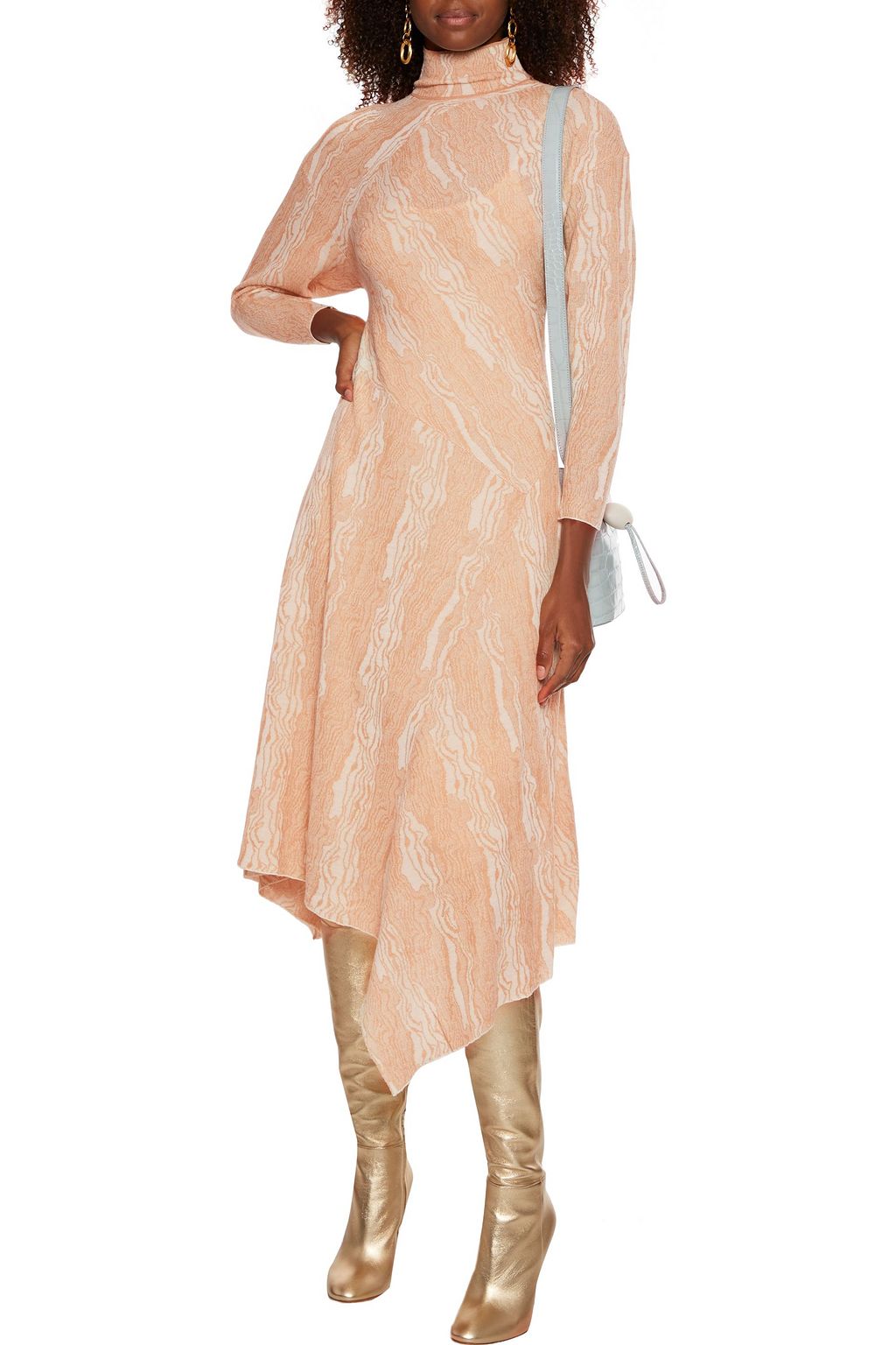 PROENZA SCHOULER Asymmetric jacquard-knit wool-blend midi dress