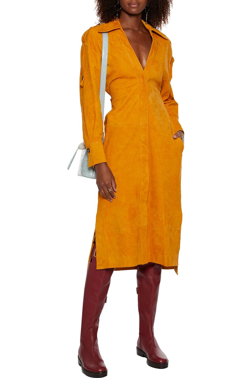 PROENZA SCHOULER Suede midi shirt dress