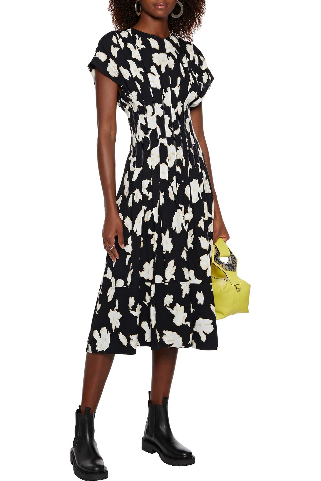 PROENZA SCHOULER Pintucked printed crepe midi dress