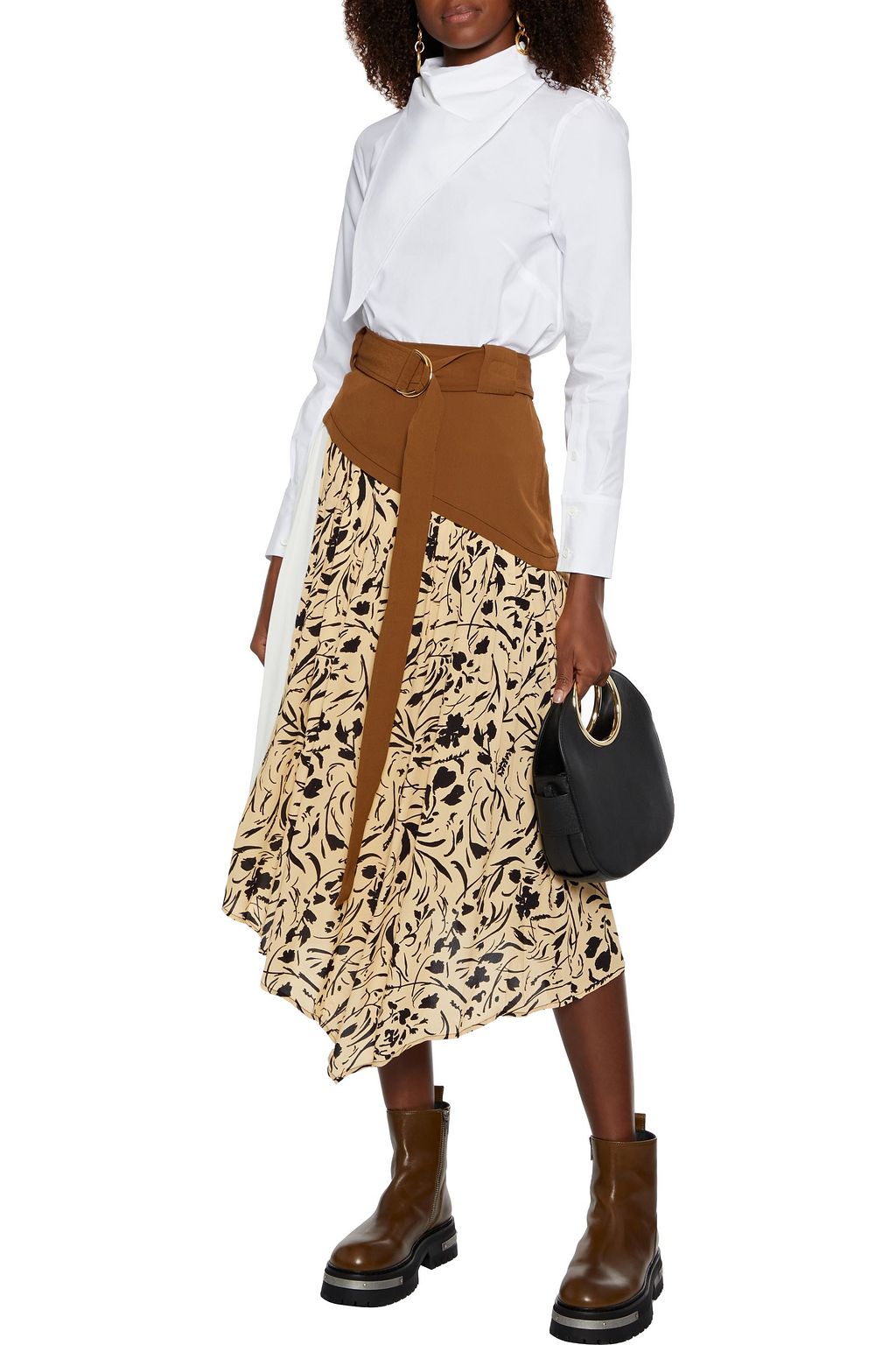 PROENZA SCHOULER Draped stretch-cotton poplin shirt