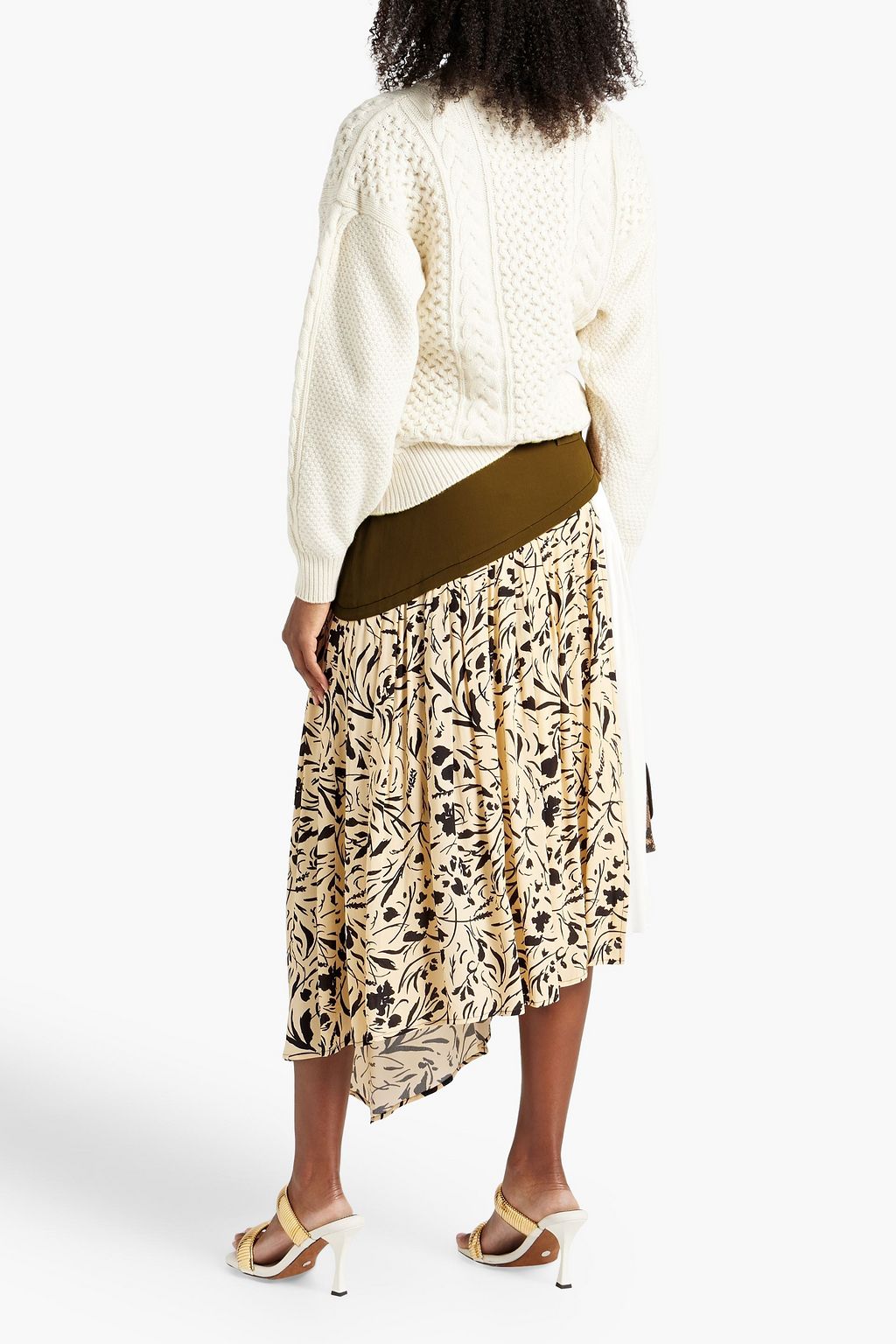 PROENZA SCHOULER Asymmetric belted printed crepe midi skirt