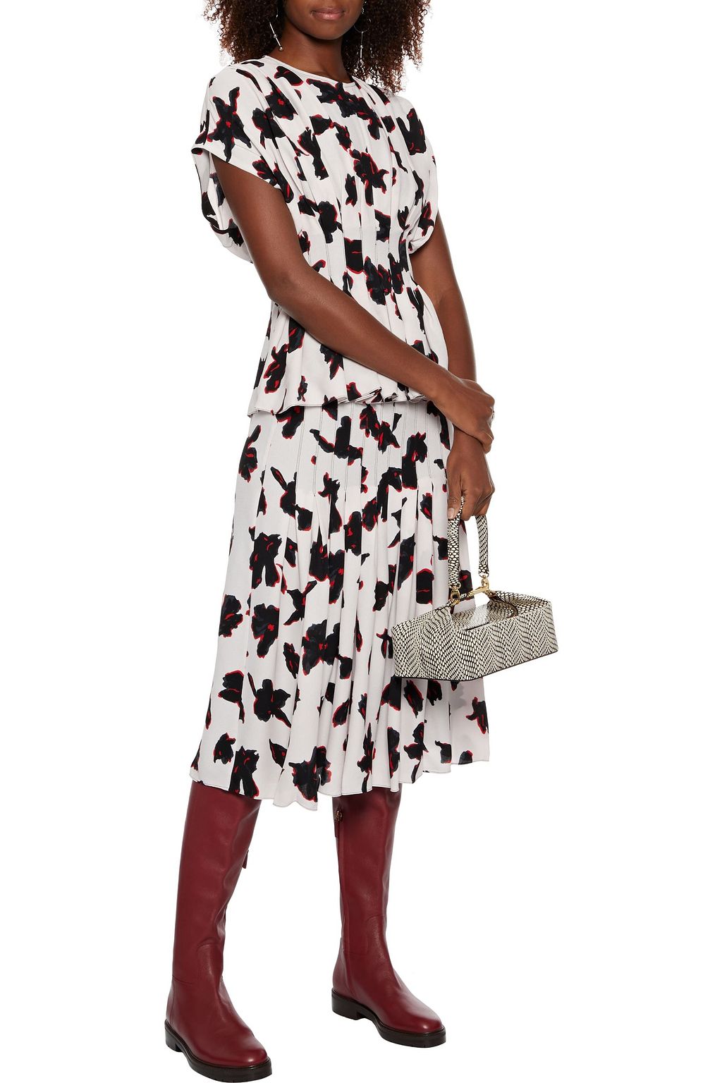 PROENZA SCHOULER Pleated printed crepe skirt
