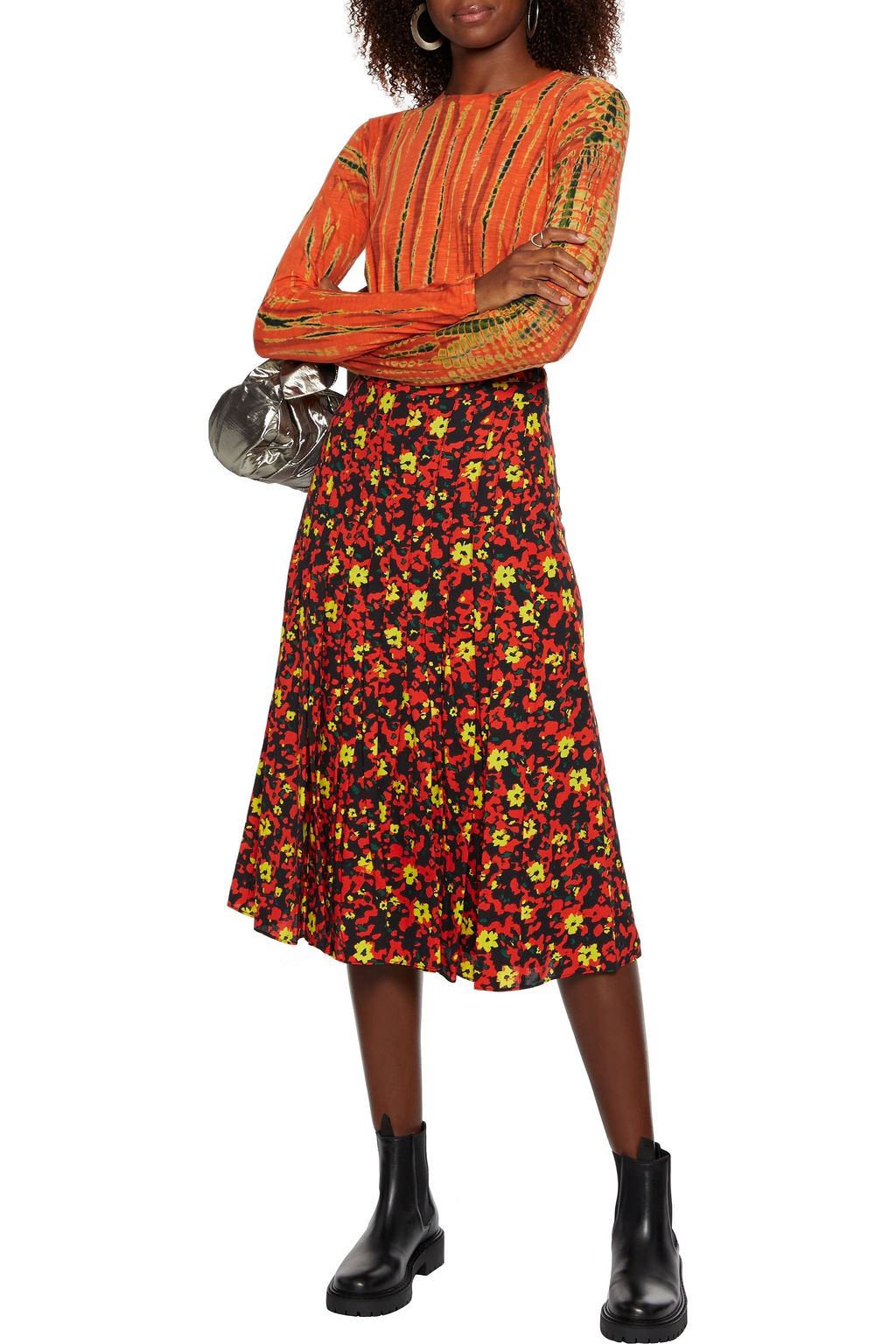 PROENZA SCHOULER Pleated printed crepe midi skirt