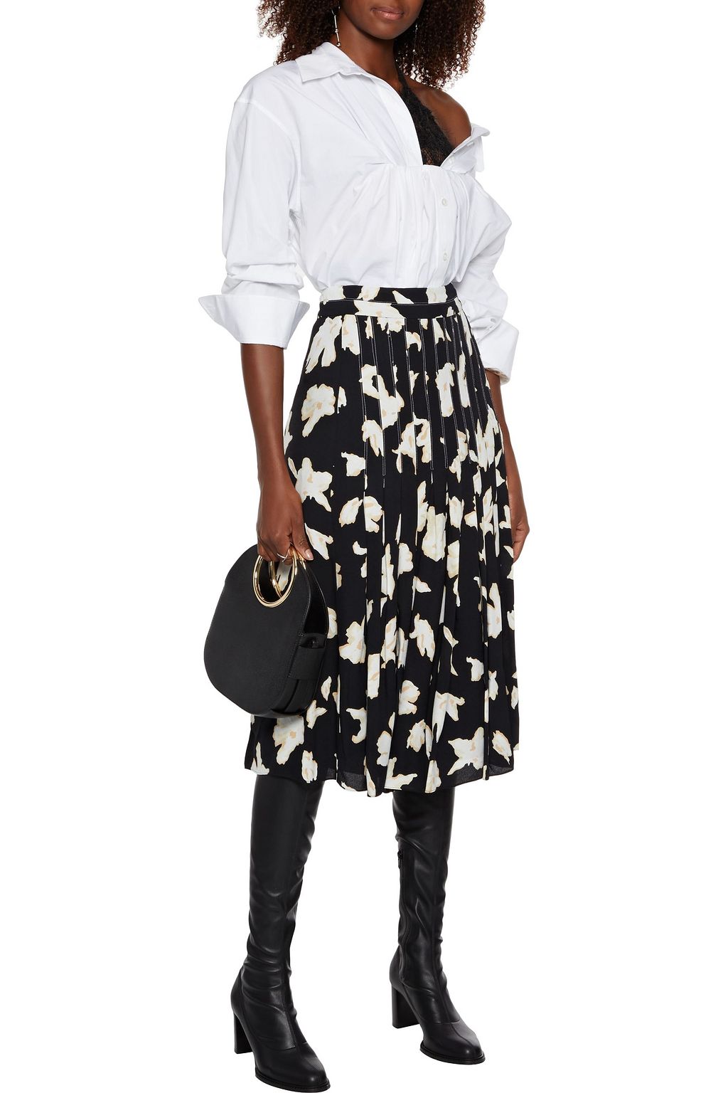PROENZA SCHOULER Pleated printed crepe skirt