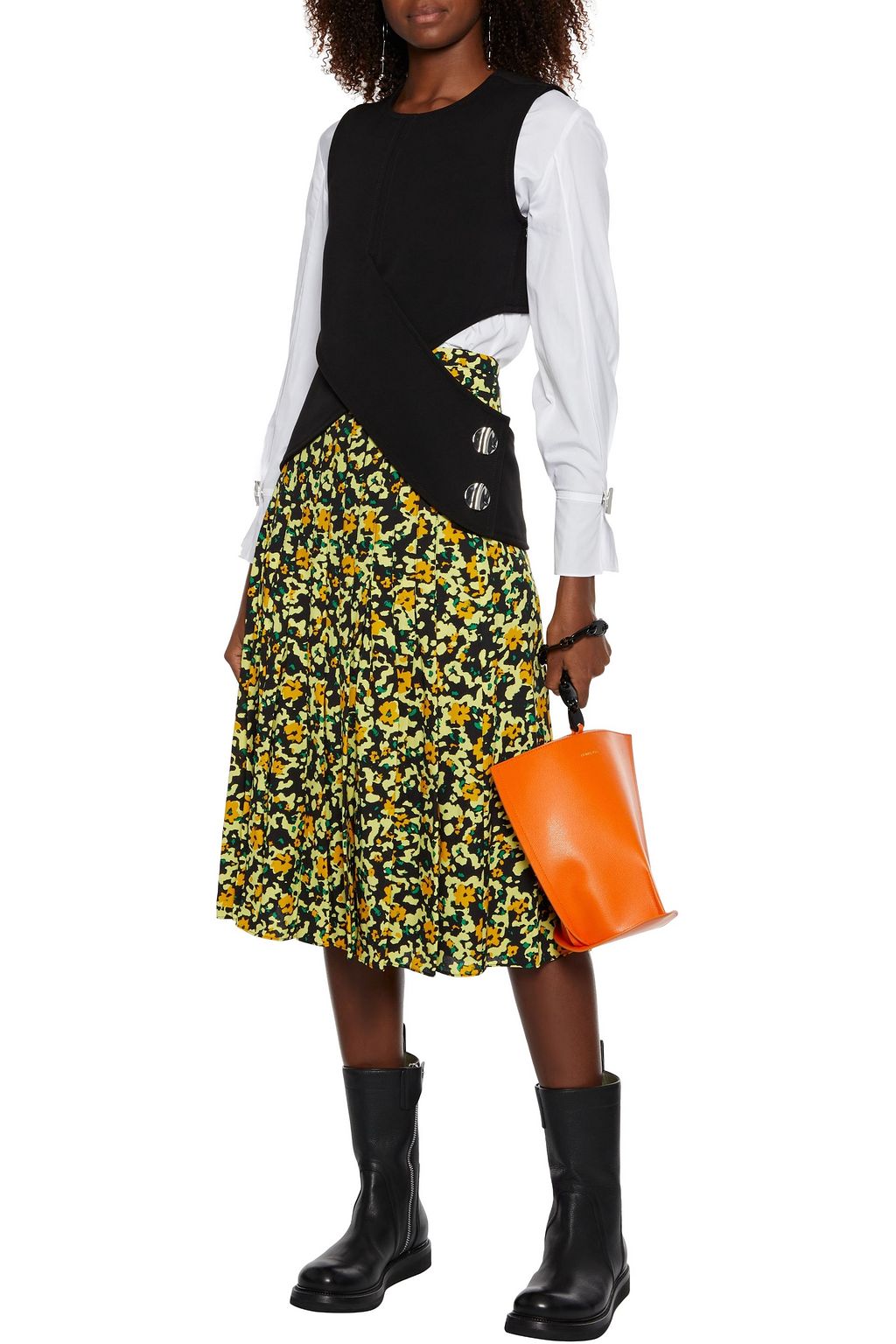 PROENZA SCHOULER Pleated printed crepe midi skirt