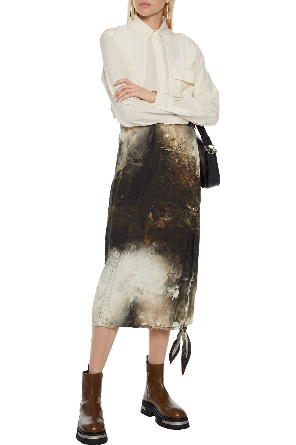 ACNE STUDIOS Knotted printed linen midi skirt