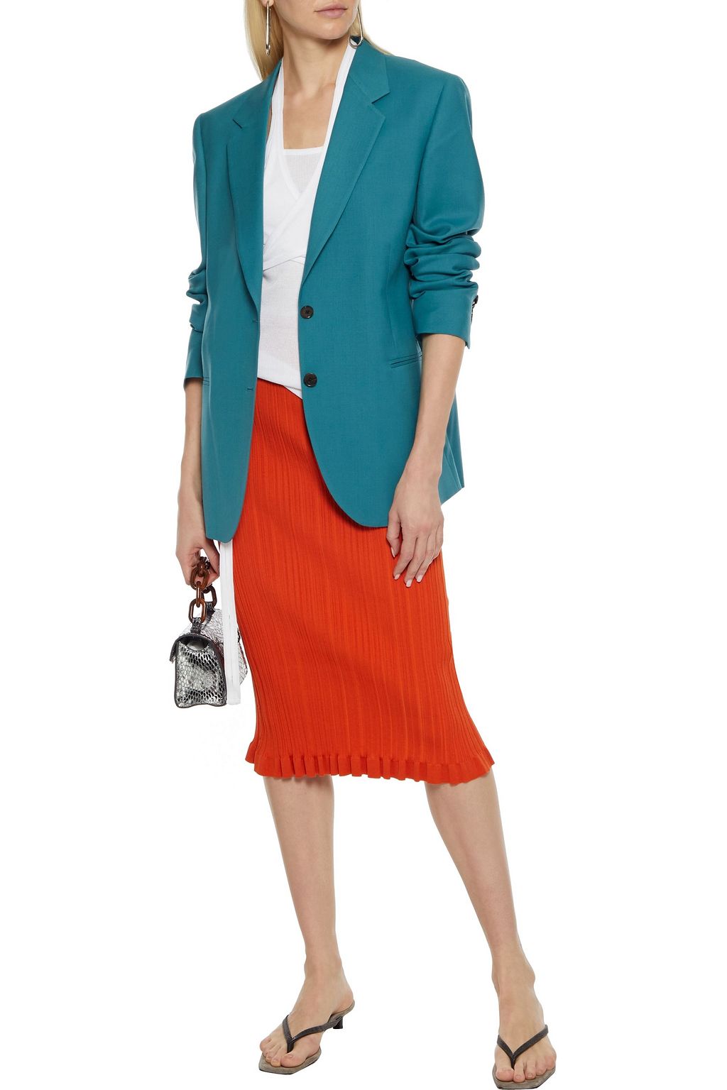 ACNE STUDIOS Ruffle-trimmed ribbed cotton-blend skirt