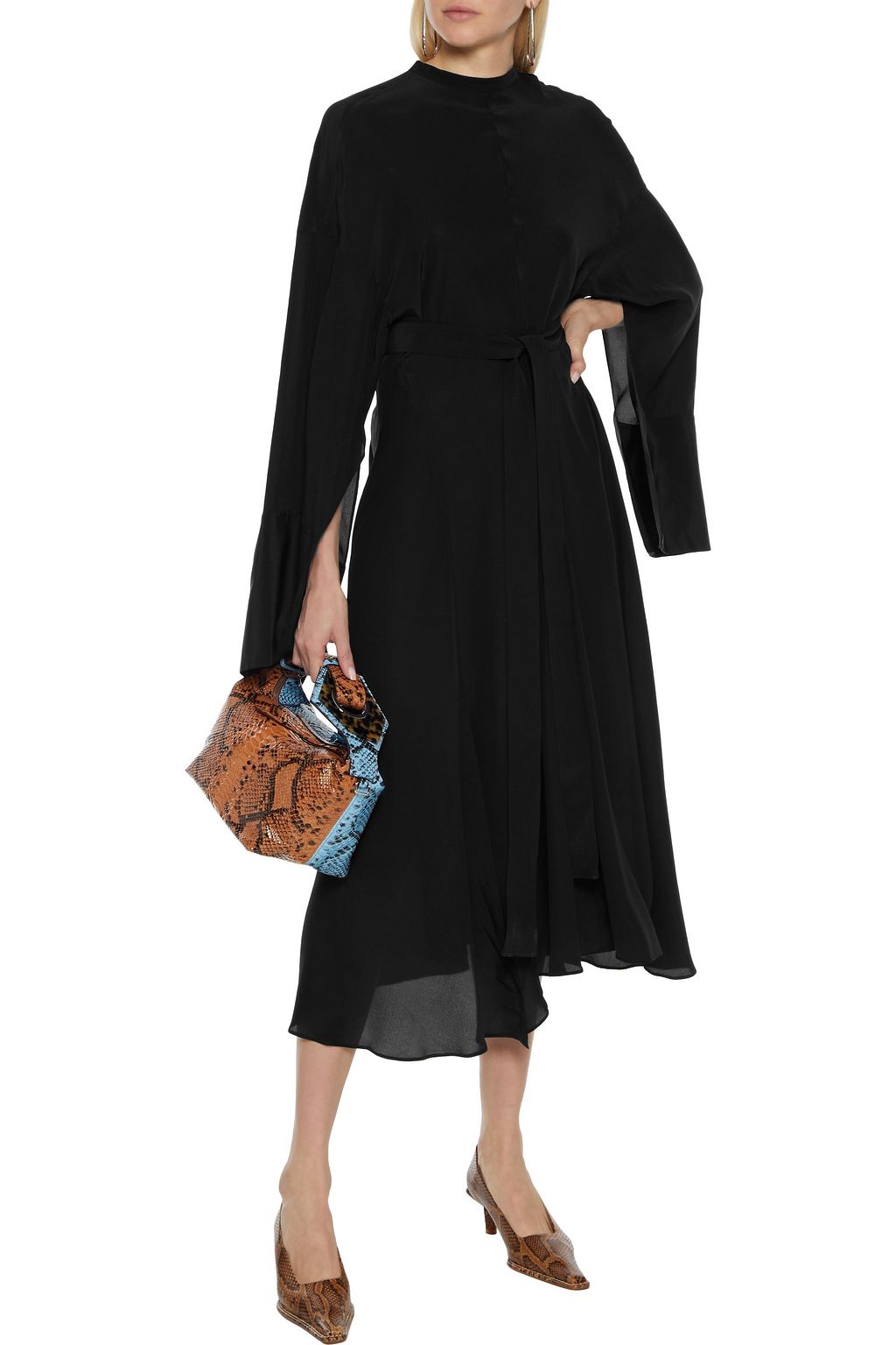 ACNE STUDIOS Tie-front cutout silk crepe de chine midi dress