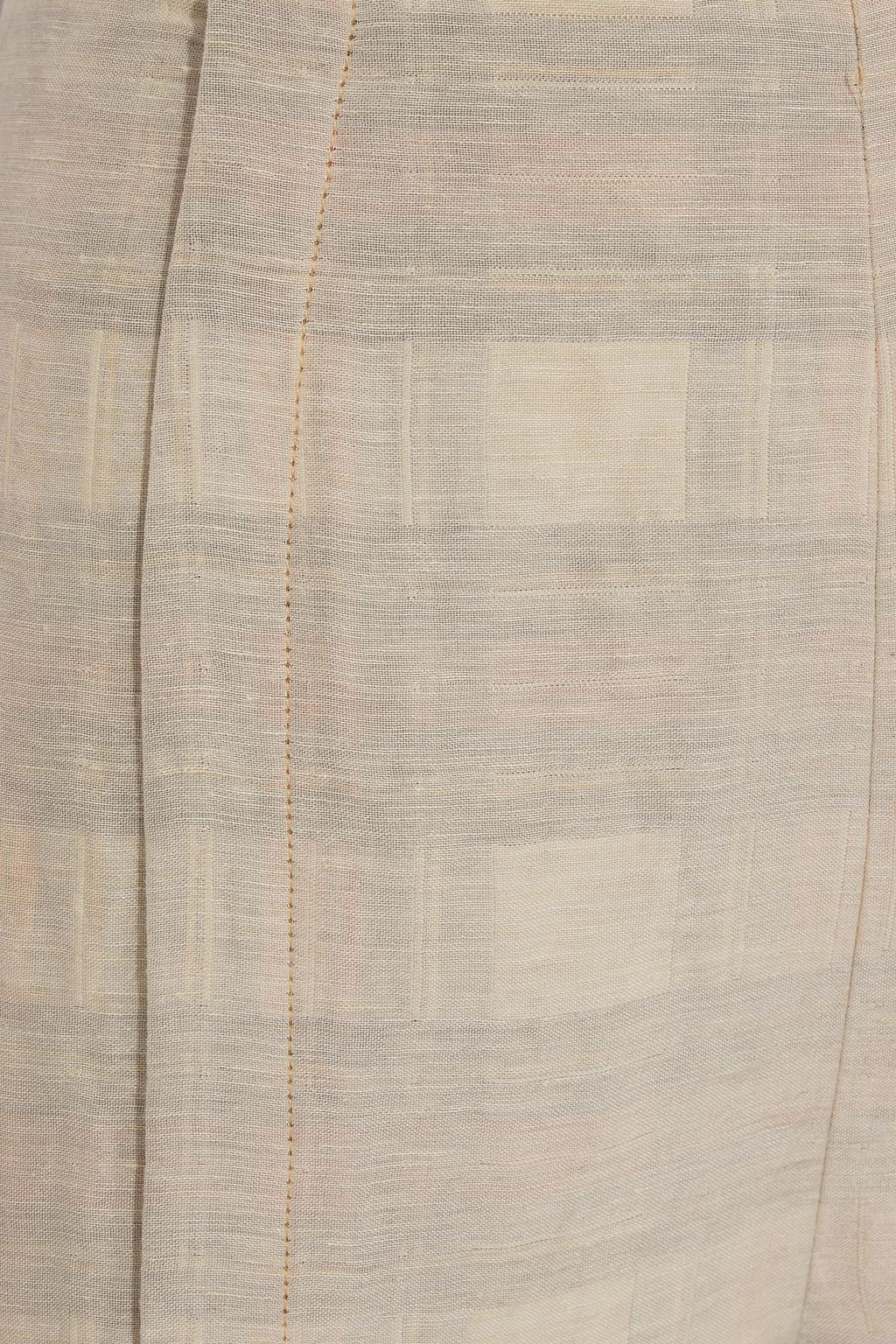 ACNE STUDIOS Pintucked checked linen-blend straight-leg pants