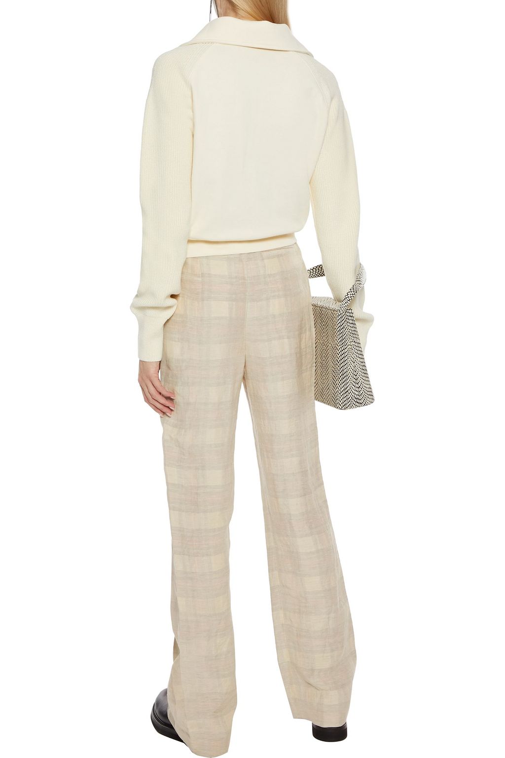 ACNE STUDIOS Pintucked checked linen-blend straight-leg pants