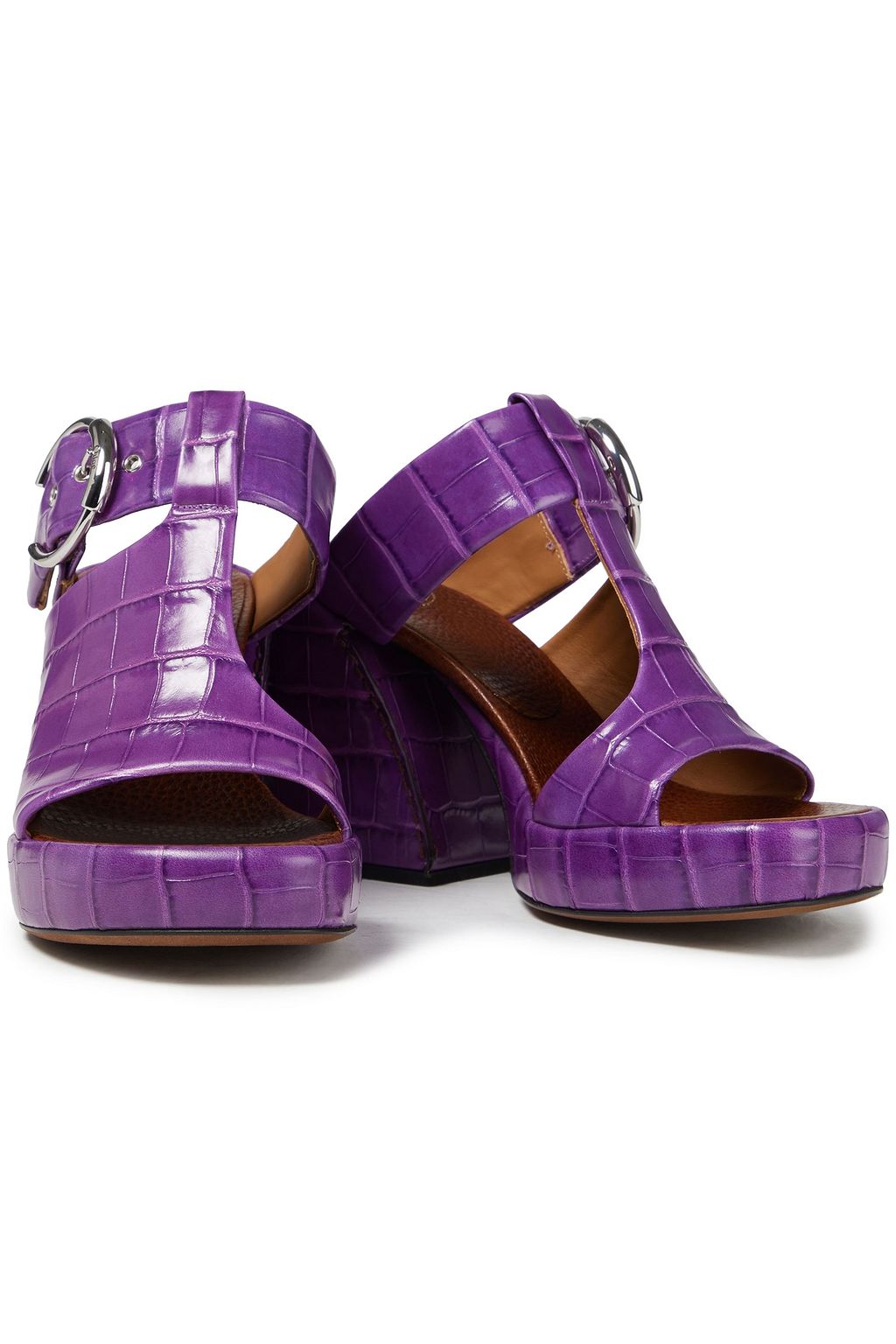 CHLOÉ Faux croc-effect leather platform sandals