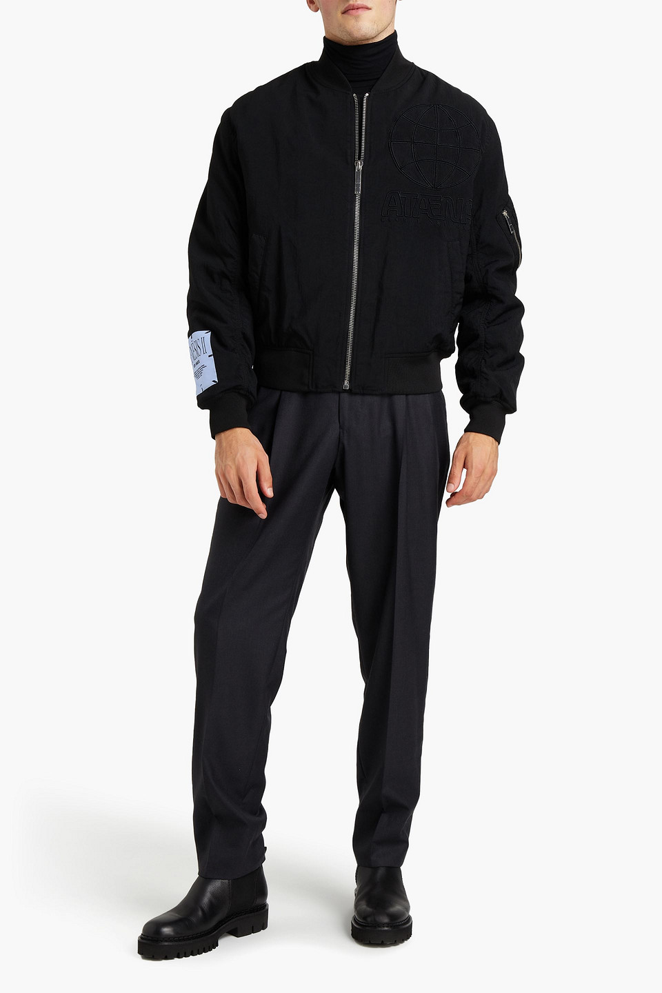 Mcq By Alexander Mcqueen Mcq Alexander Mcqueen Man Embroidered Piqué Bomber Jacket In Black