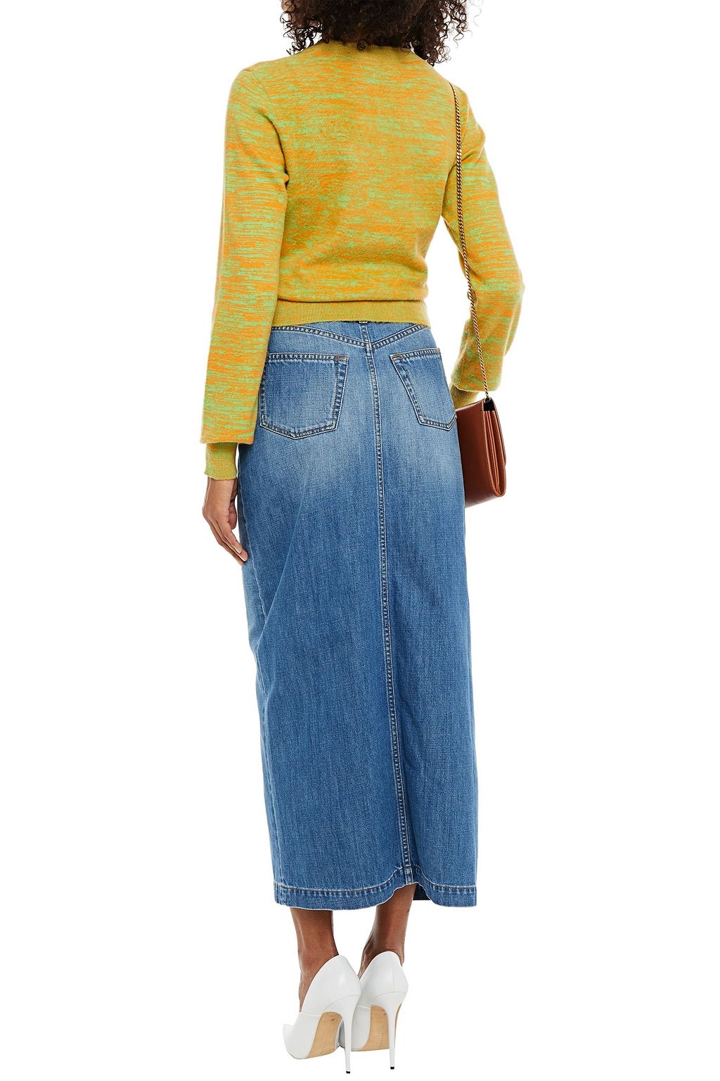 VICTORIA BECKHAM Cropped marled brushed cotton sweater